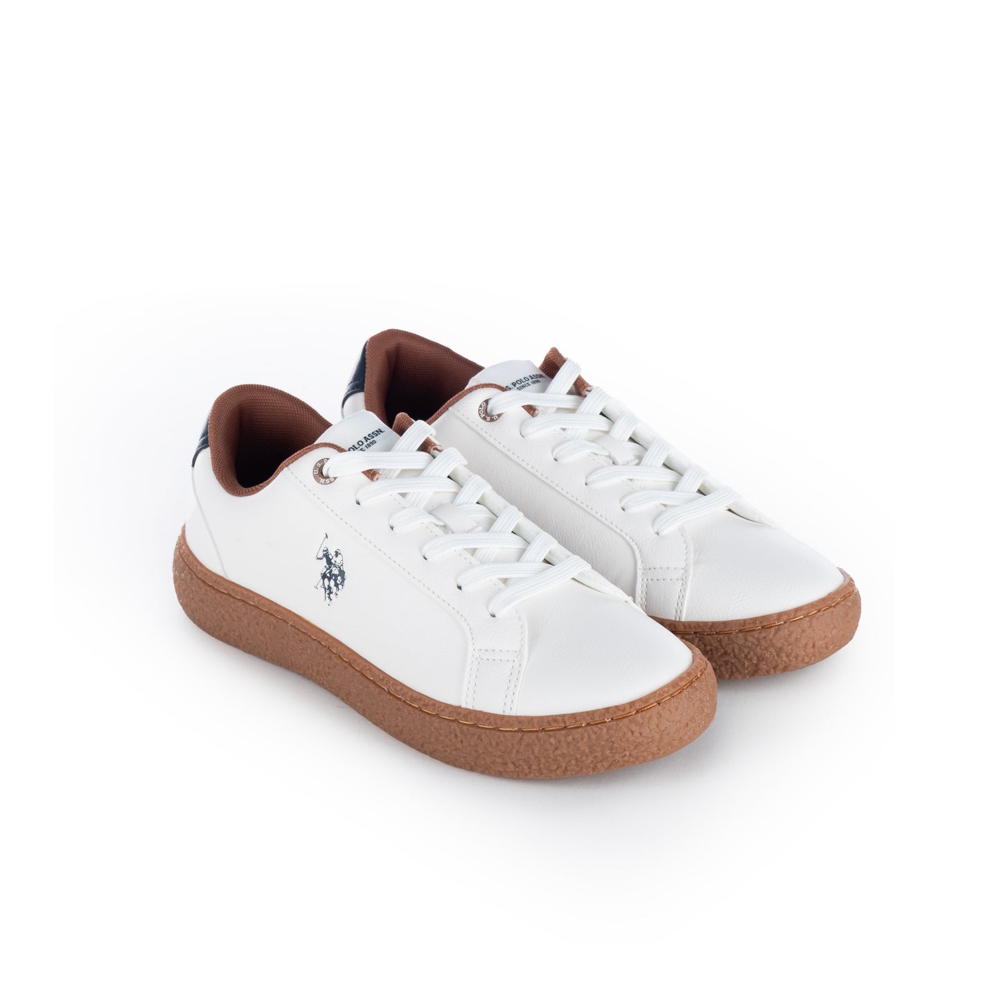 Ténis Homem Us Polo Branco com Detalhes Castanhos