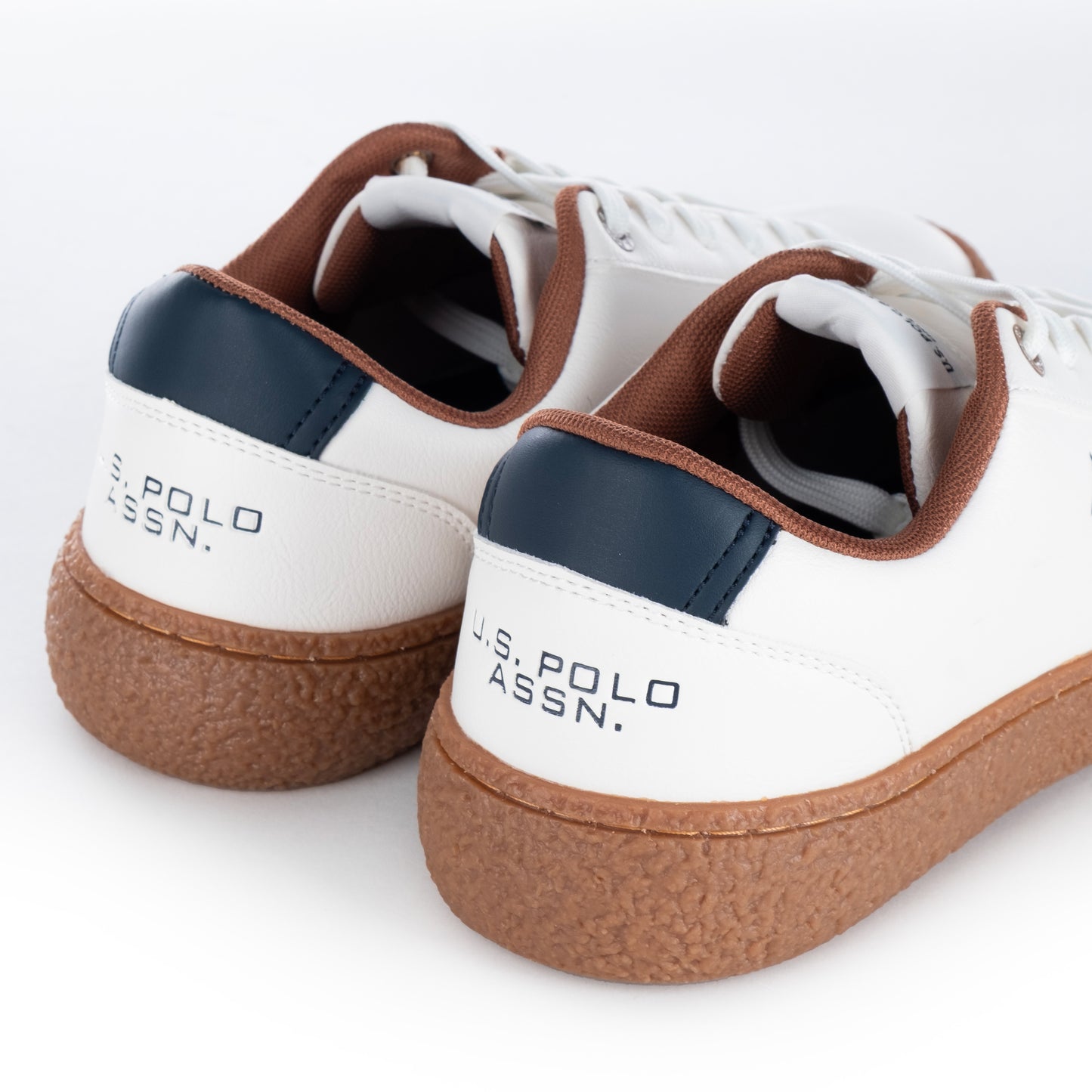 Ténis Homem Us Polo Branco com Detalhes Castanhos