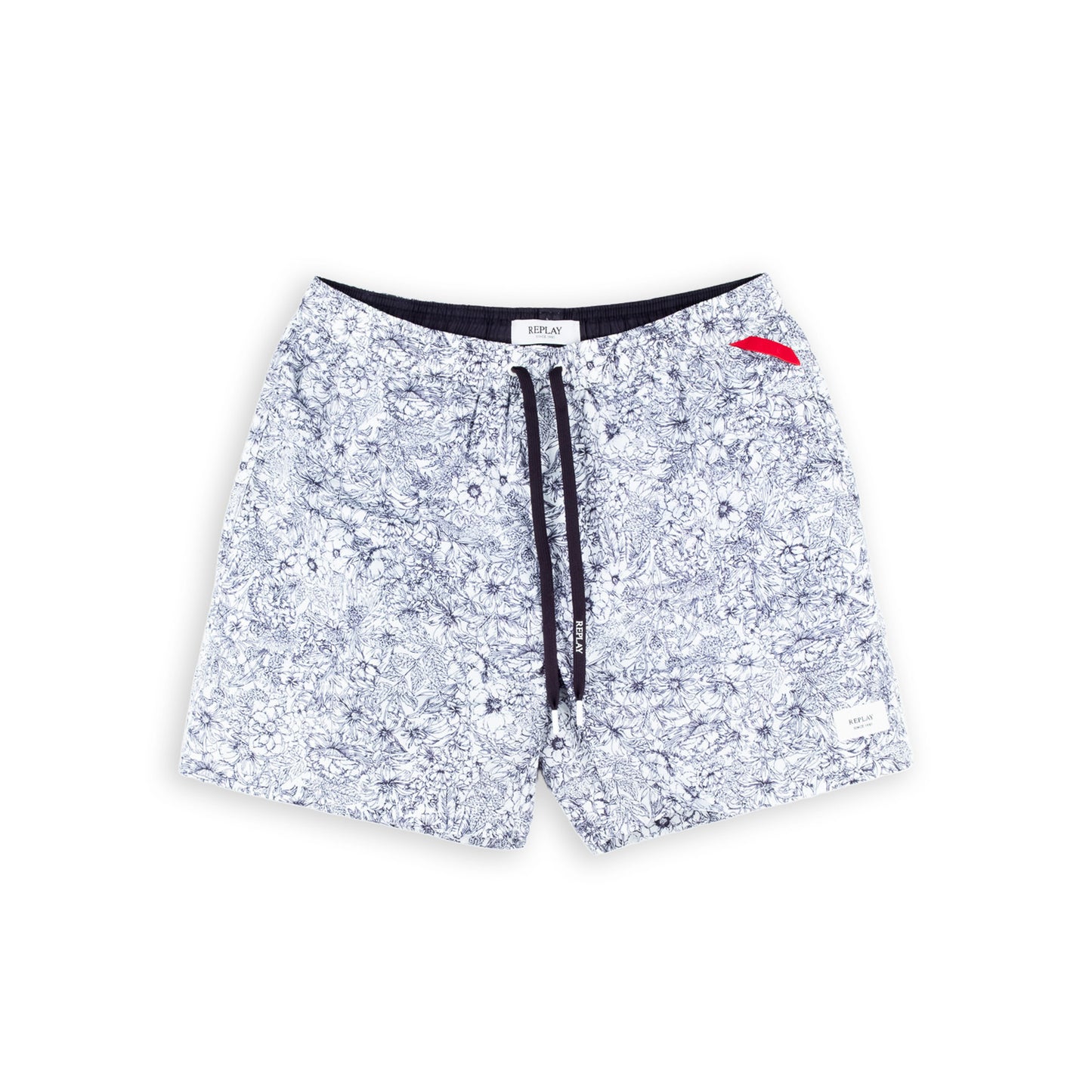 Calções de Banho Homem Replay Brancos com Estampado Azul