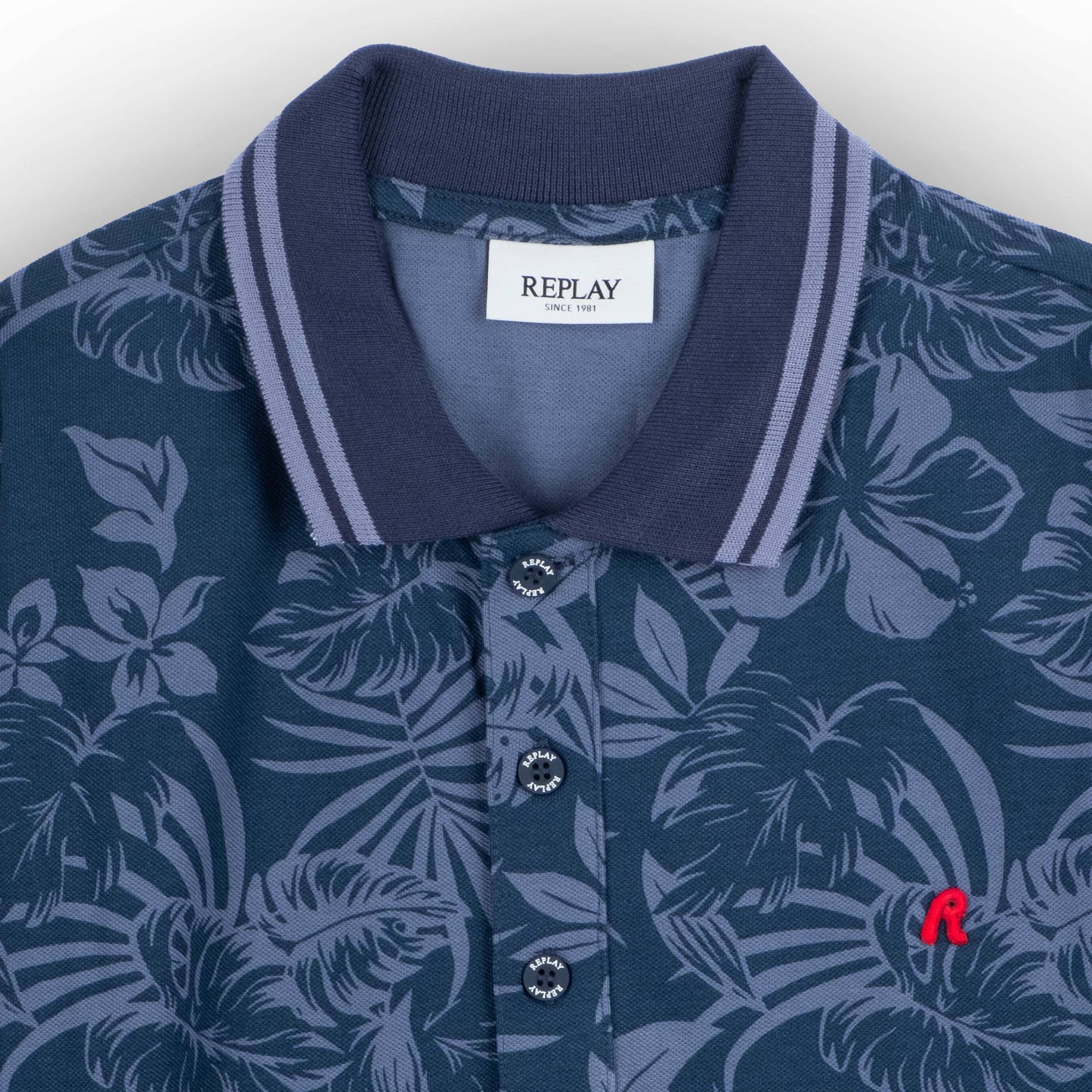 Polo Homem Replay Padrão Azul