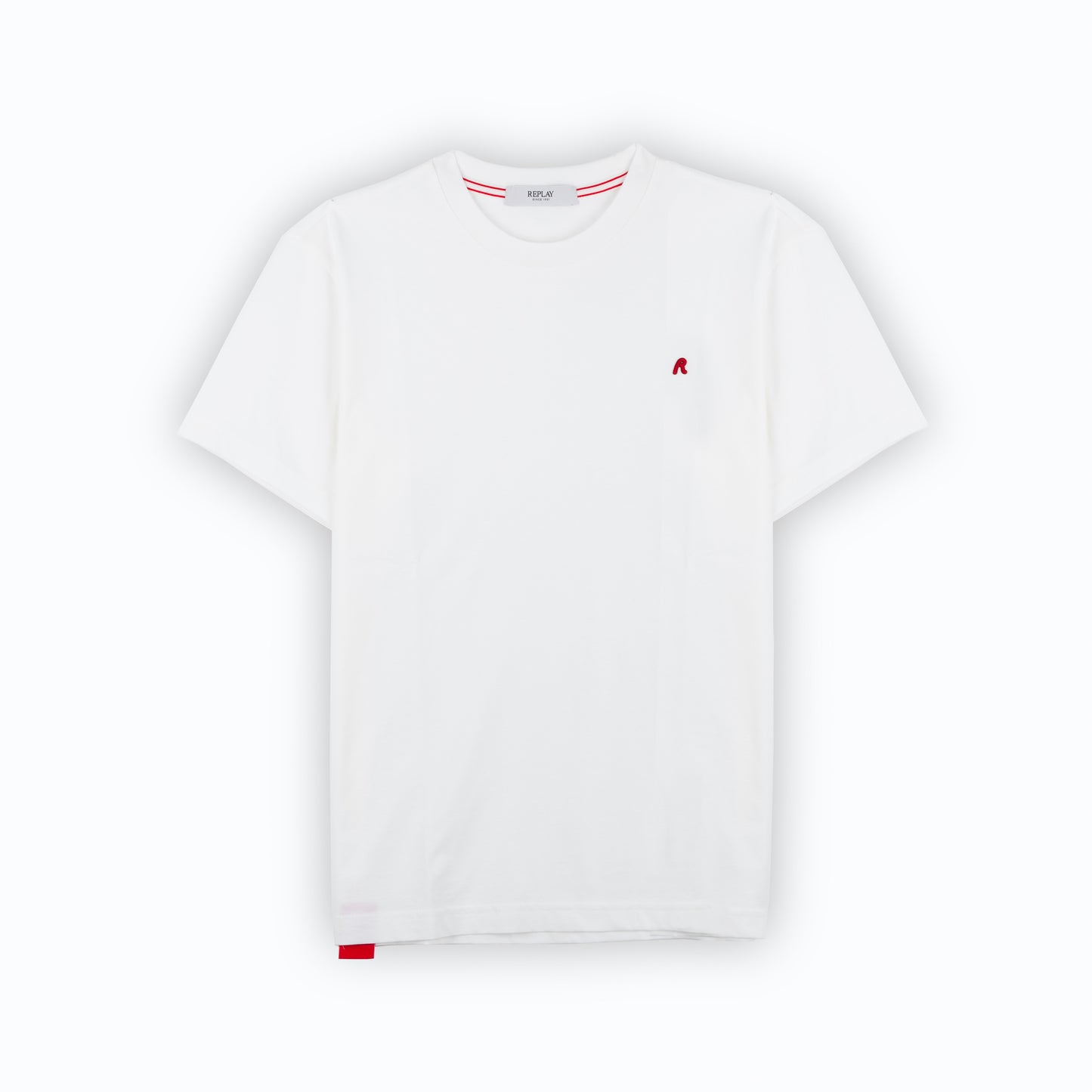 T-Shirt Homem Replay Branca com Detalhe Vermelho