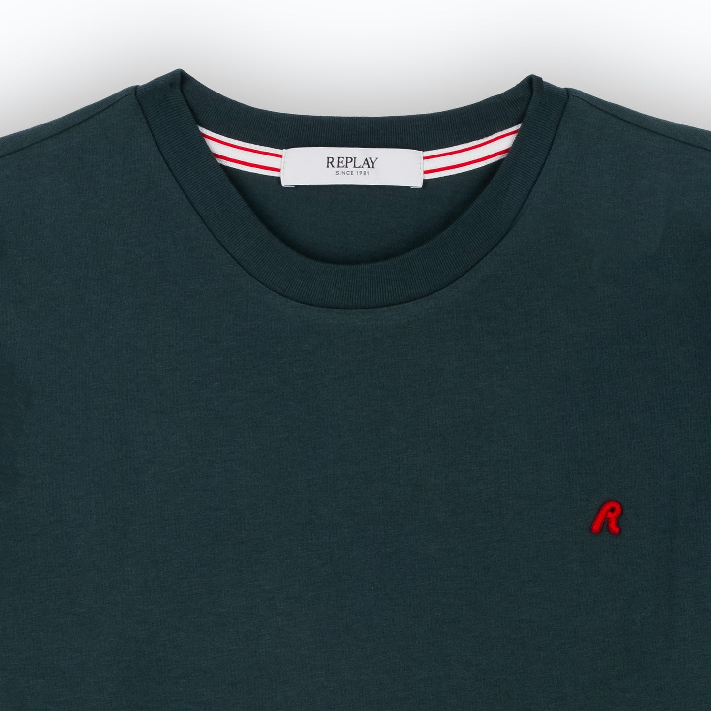 T-Shirt Homem Replay Verde Escuro com Logótipo Distintivo