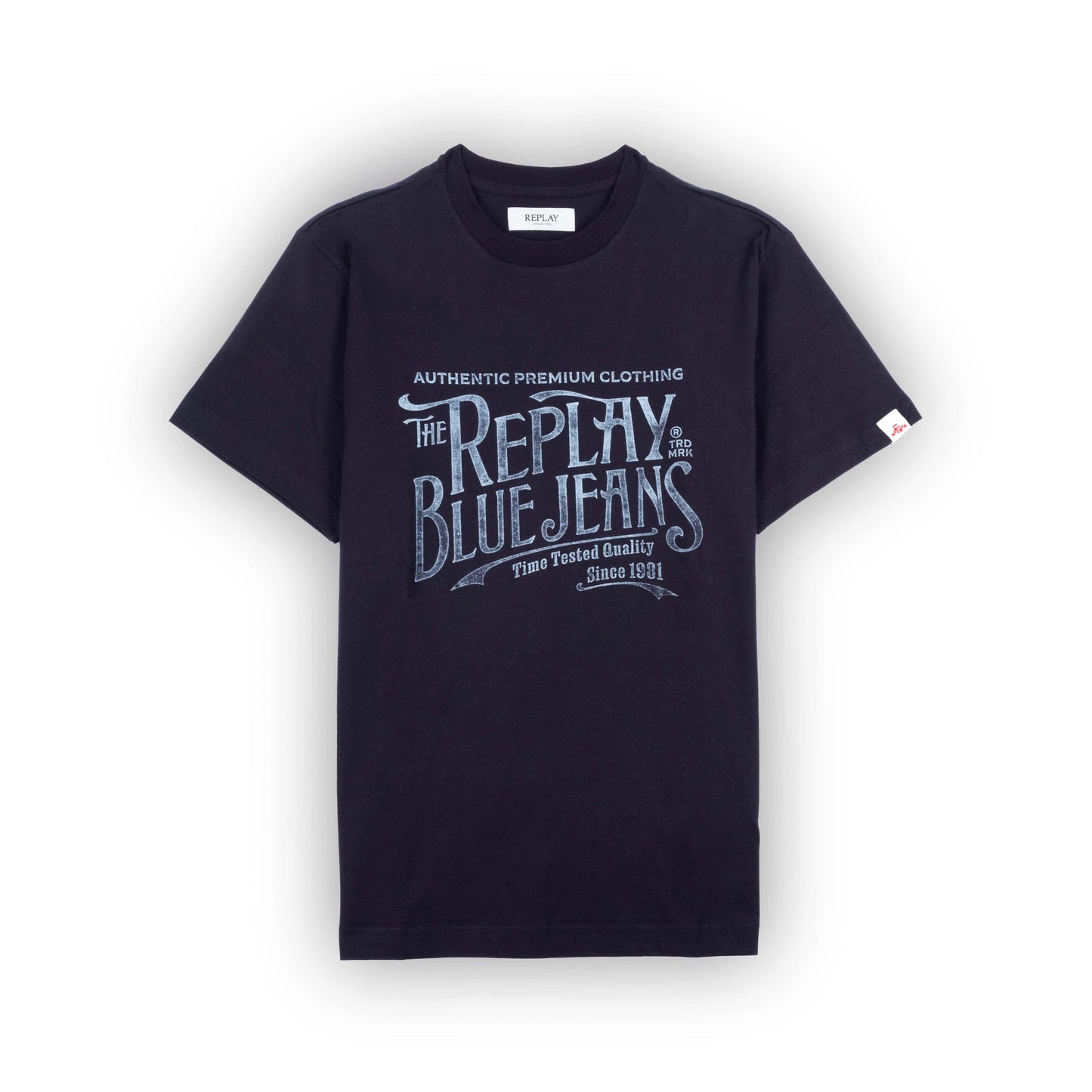 T-Shirt Homem Replay Azul Escura com Estampa