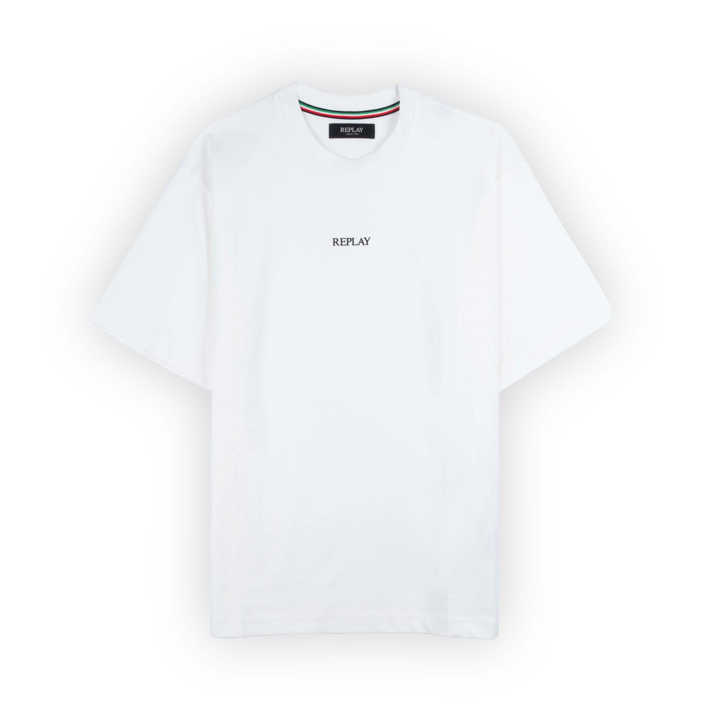T-Shirt Homem Replay Branca com Logo Minimalista