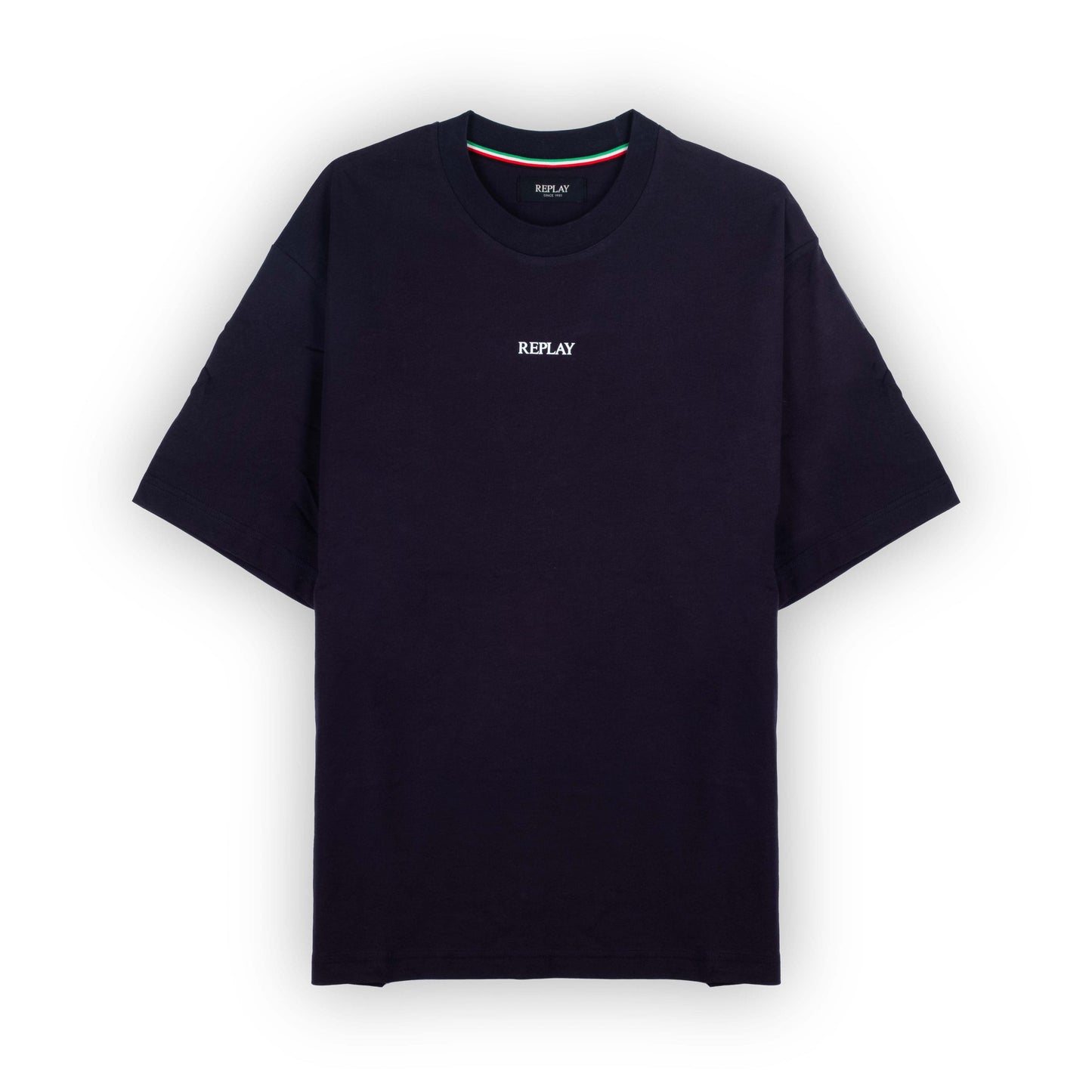 T-Shirt Homem Replay Preta com Logo Minimalista