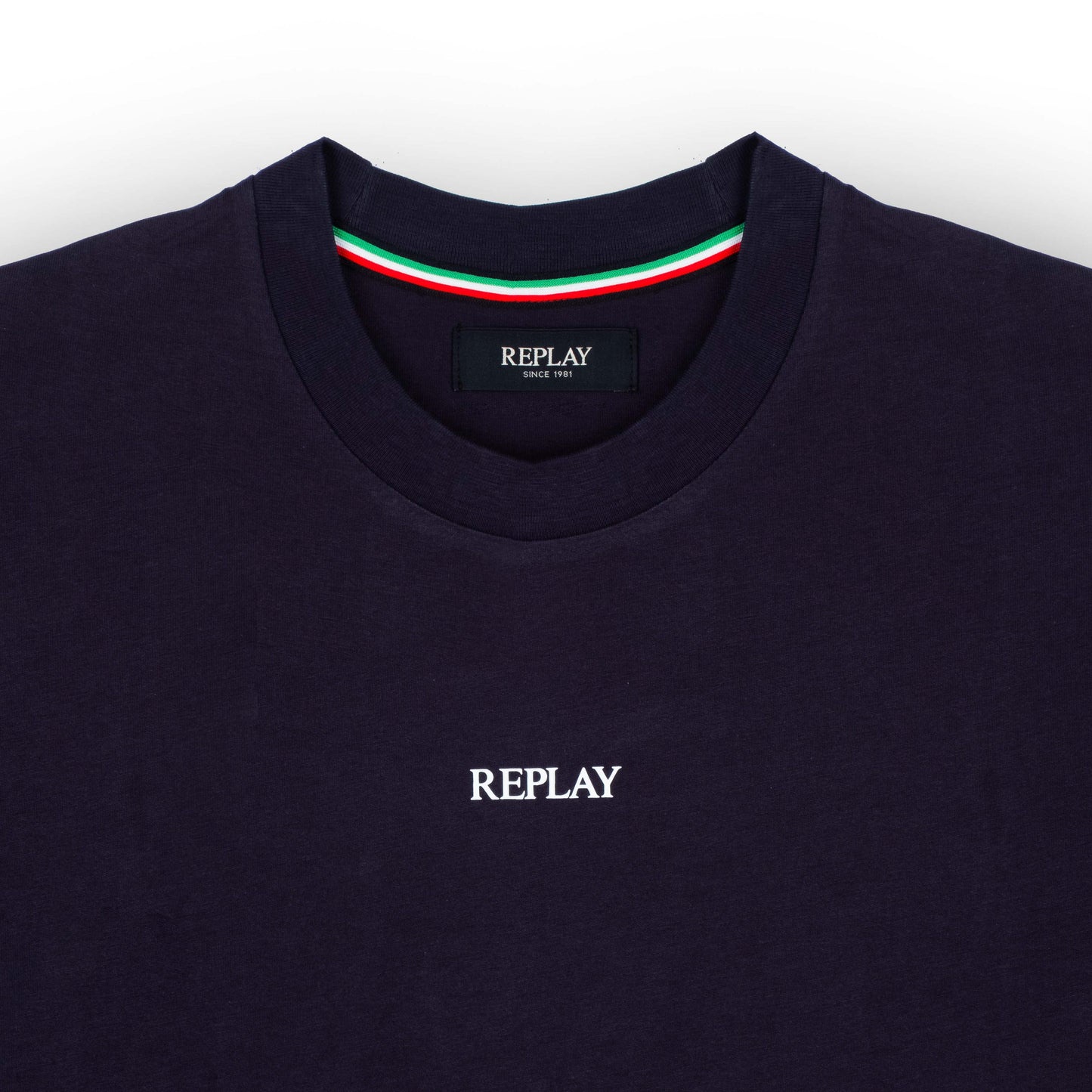 T-Shirt Homem Replay Preta com Logo Minimalista