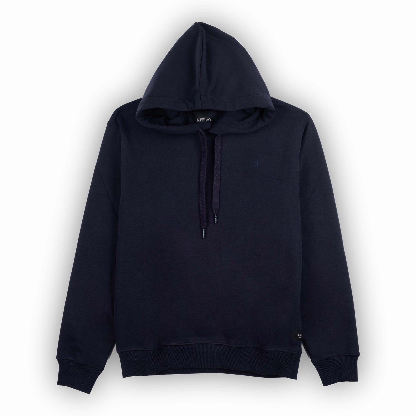Sweatshirt com Capuz Homem Replay Azul Escuro em Algodão com Bolso Canguru e Ajuste com Cordão