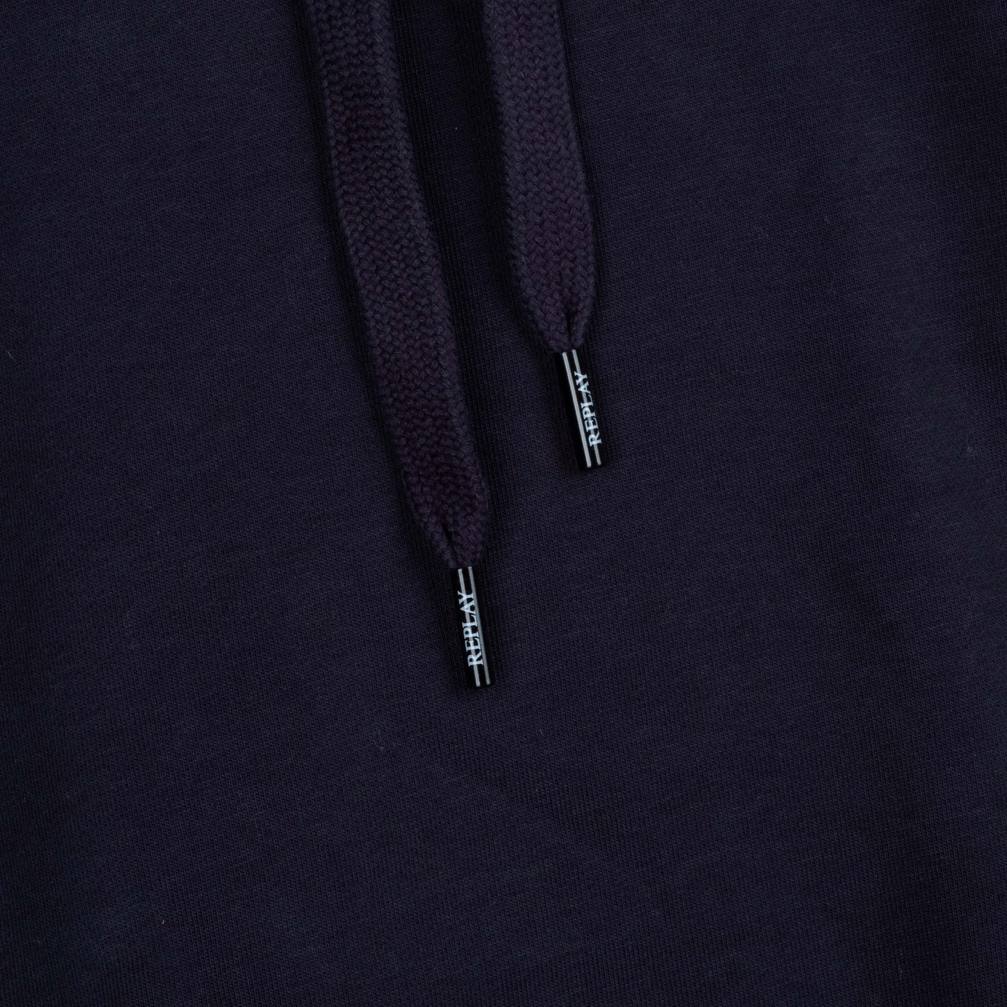 Sweatshirt com Capuz Homem Replay Azul Escuro em Algodão com Bolso Canguru e Ajuste com Cordão
