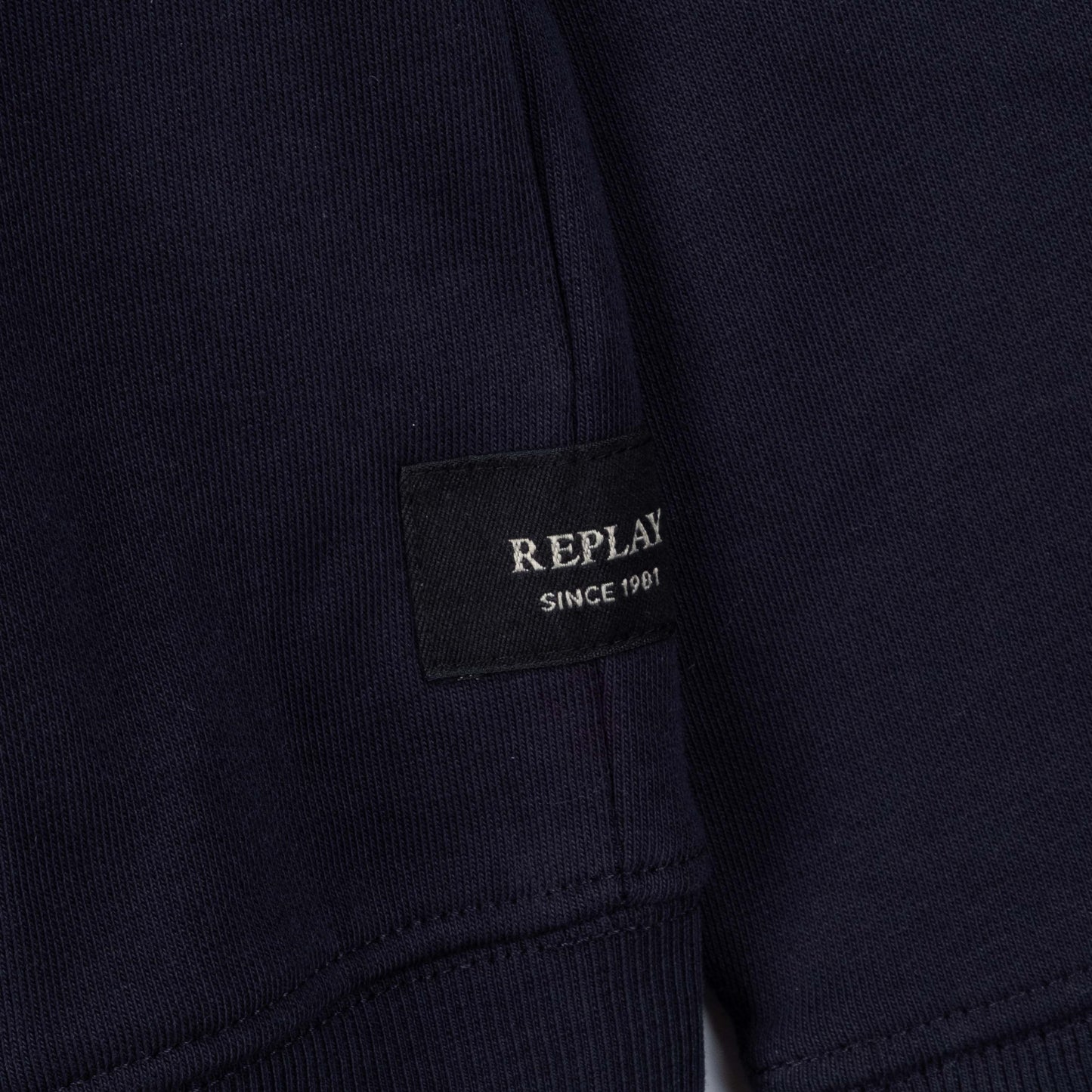 Sweatshirt com Capuz e Fecho Homem Replay Azul Escuro em Algodão com Bolsos e Ajuste com Cordão