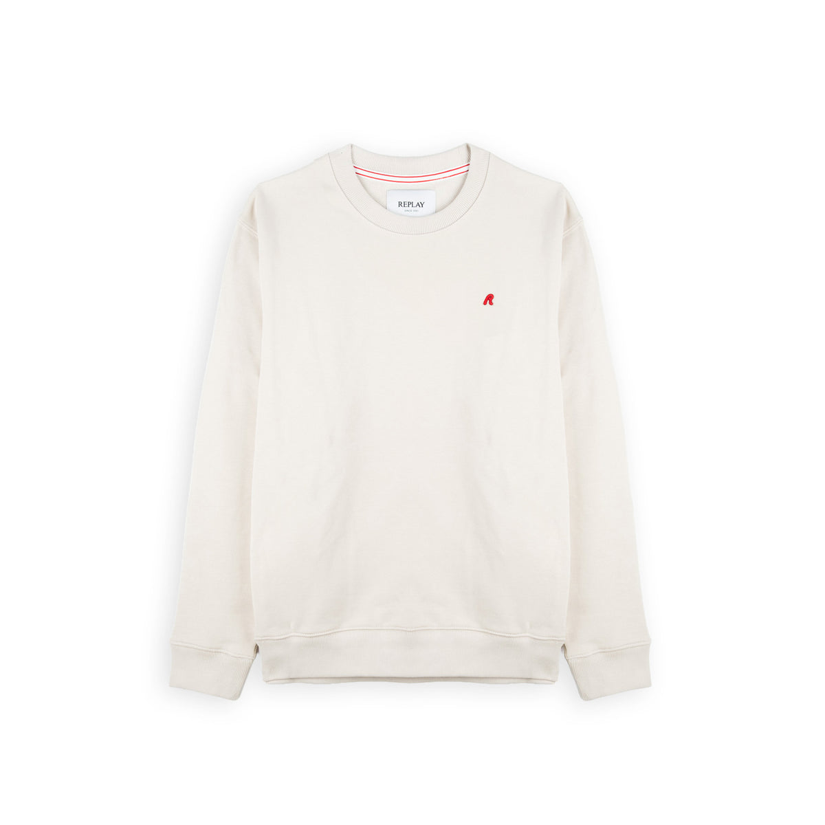 Sweat Homem Replay Bege com Logótipo R Vermelho