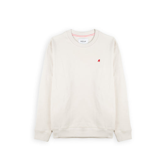 Sweat Homem Replay Bege com Logótipo R Vermelho