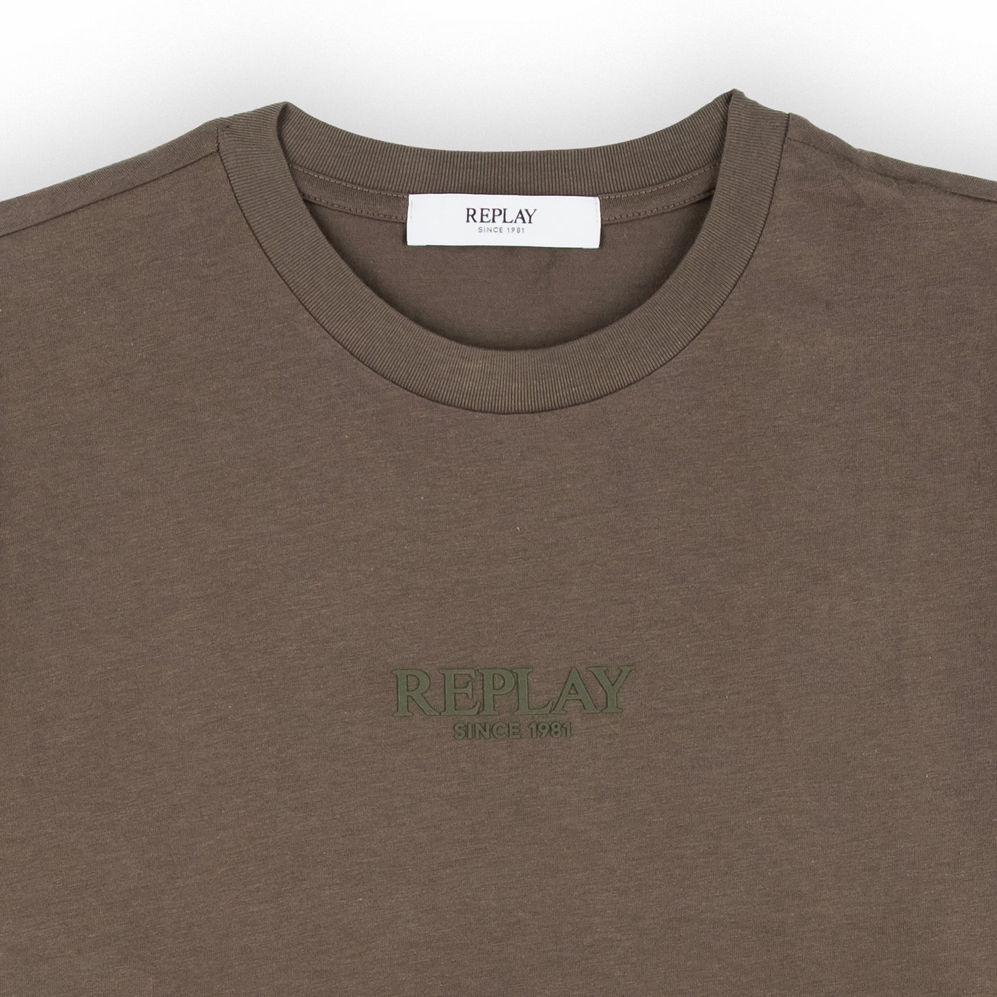 T-Shirt Homem Replay Marrom com Detalhe Frontal