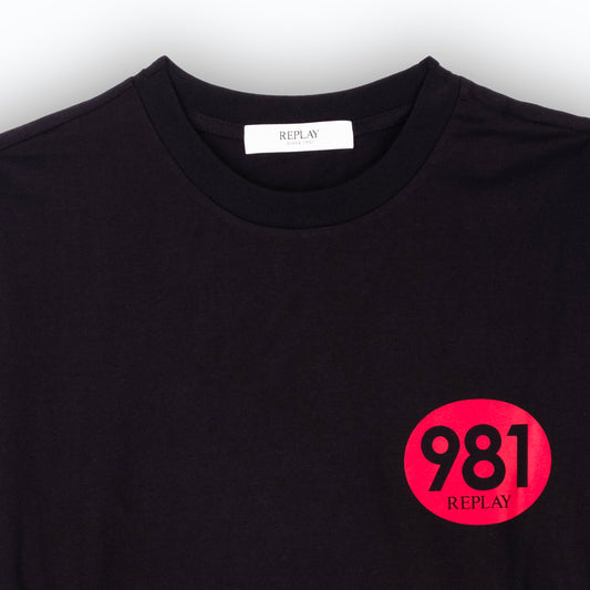 T-Shirt Homem Replay Preta com Estampa 981
