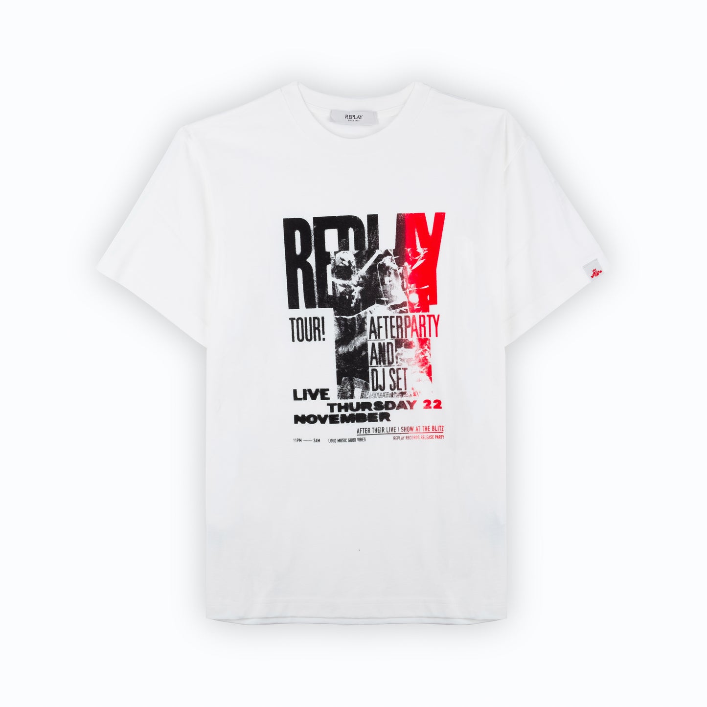 T-Shirt Homem Replay Branca com Estampa Gráfica