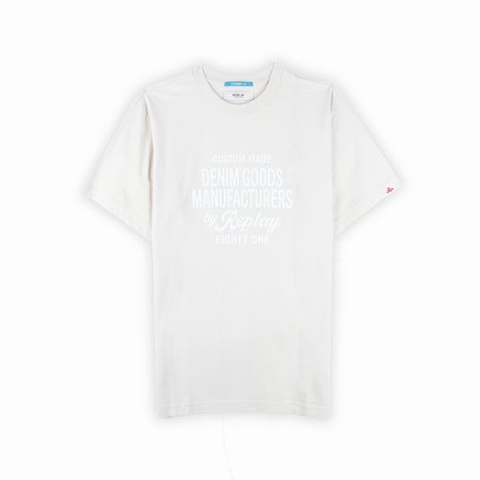 T-Shirt Homem Replay Branca com Estampa Frontal