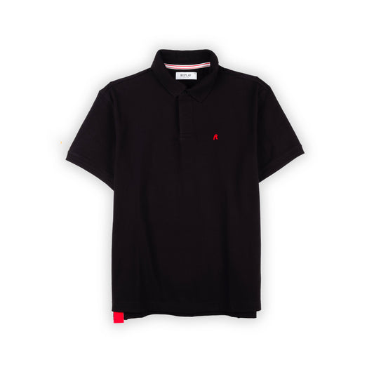 Polo Homem Clássico Replay Preto com Detalhe Bordado Vermelho