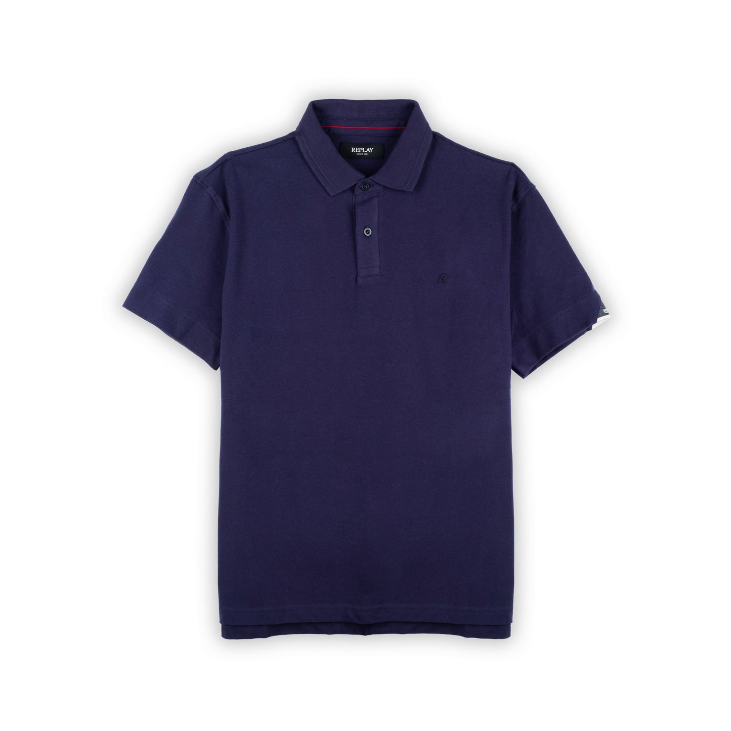 Polo Homem Replay Azul com Gola Clássica em Algodão e Design Minimalista