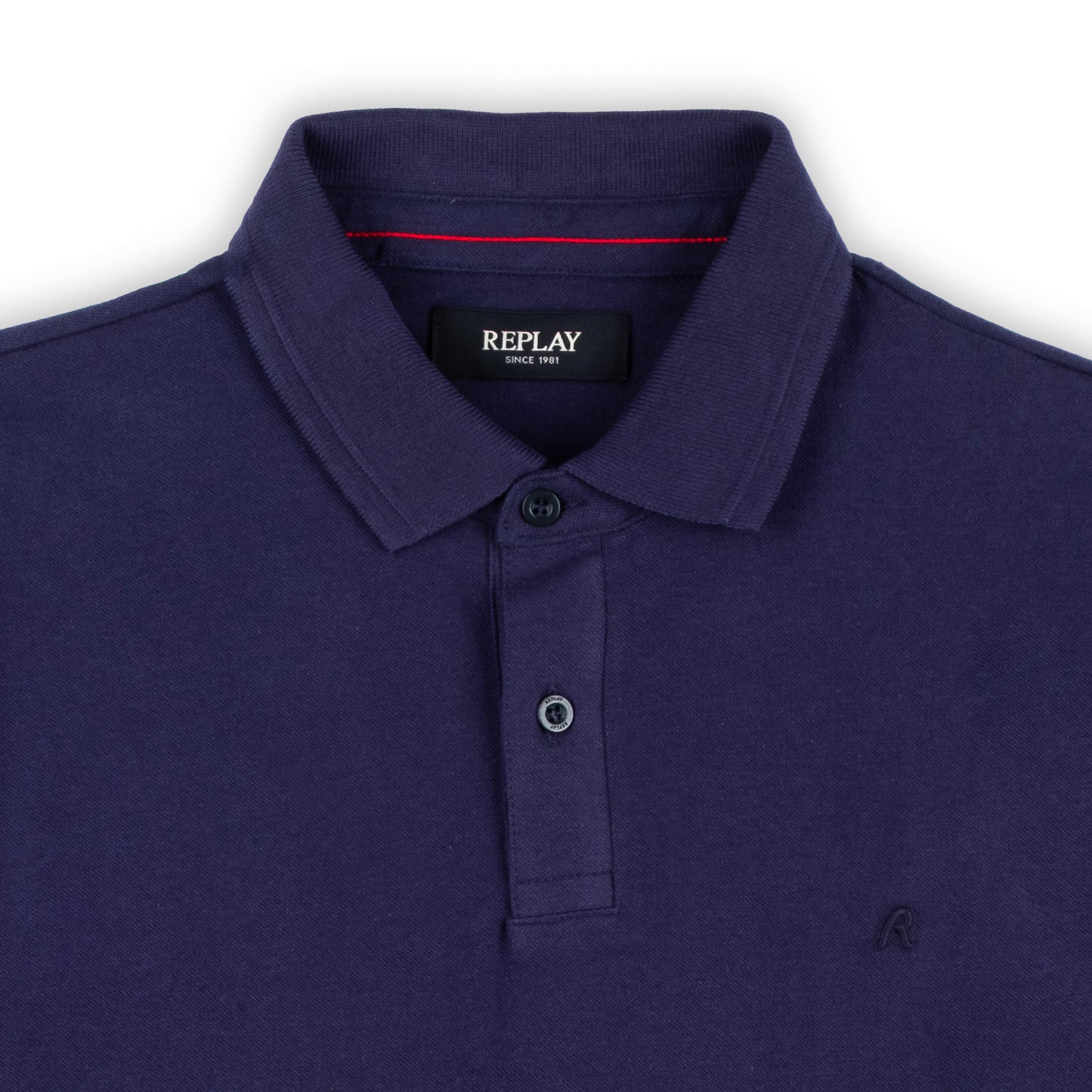 Polo Homem Replay Azul com Gola Clássica em Algodão e Design Minimalista