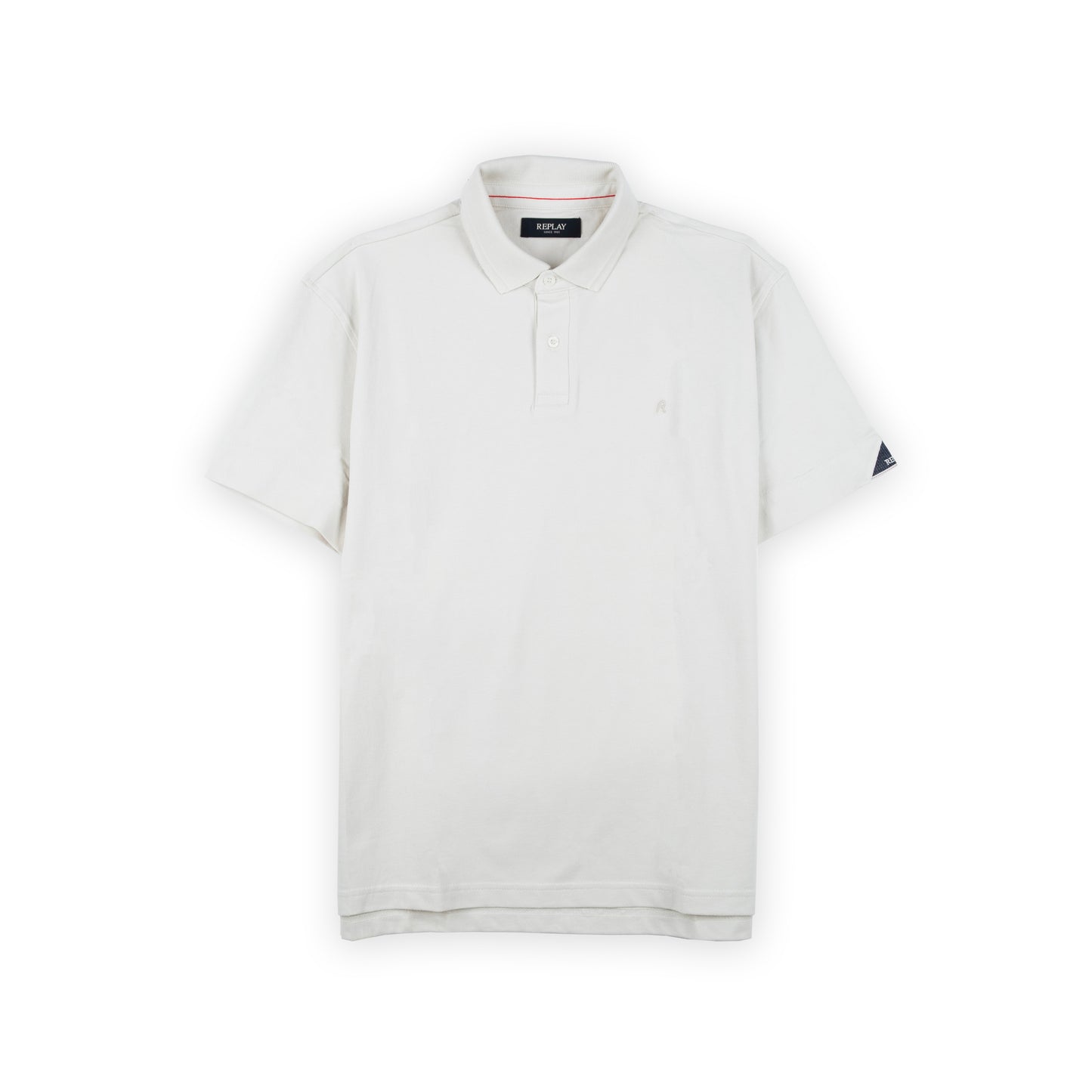 Polo Homem Replay Branco com Gola Clássica em Algodão e Design Minimalista