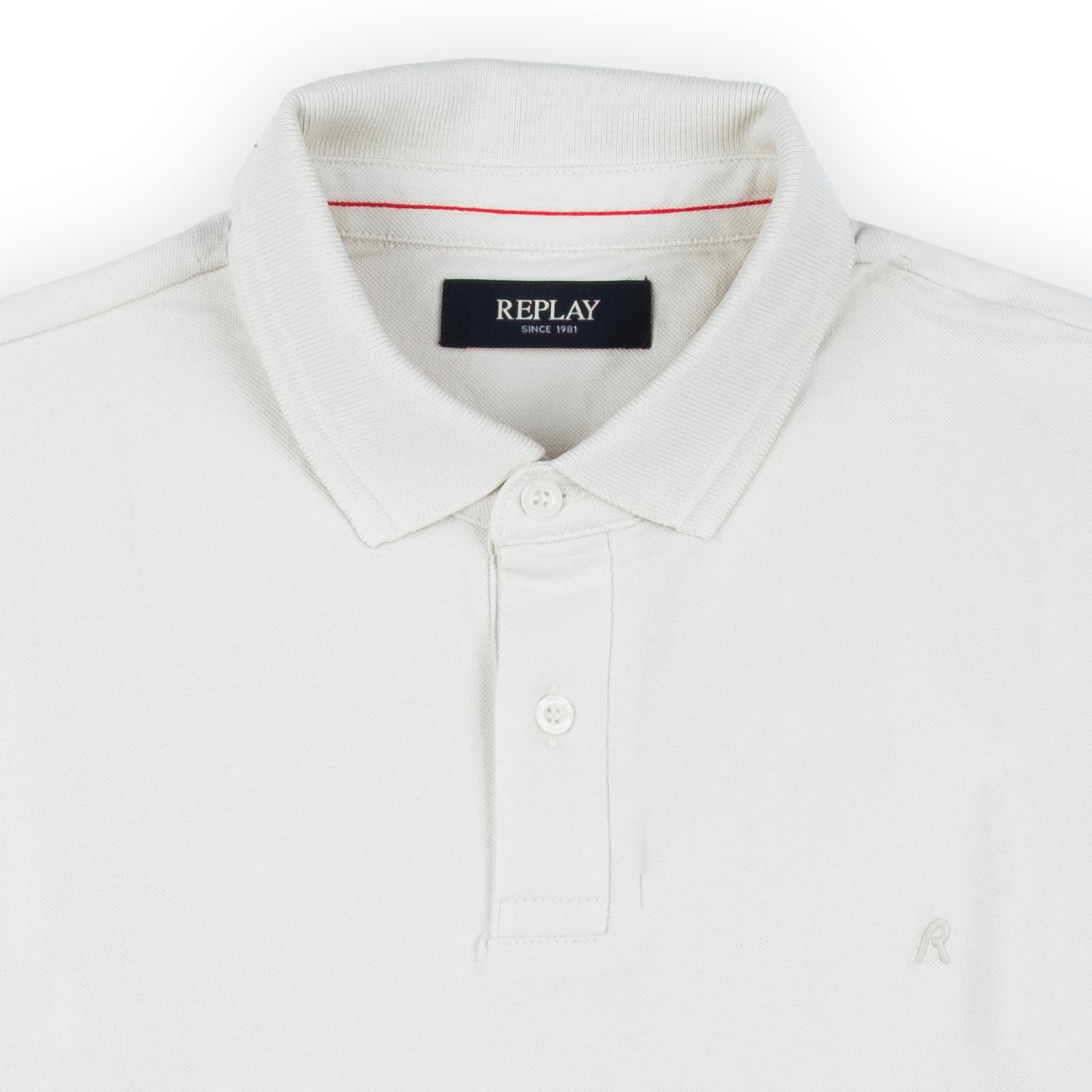 Polo Homem Replay Branco com Gola Clássica em Algodão e Design Minimalista