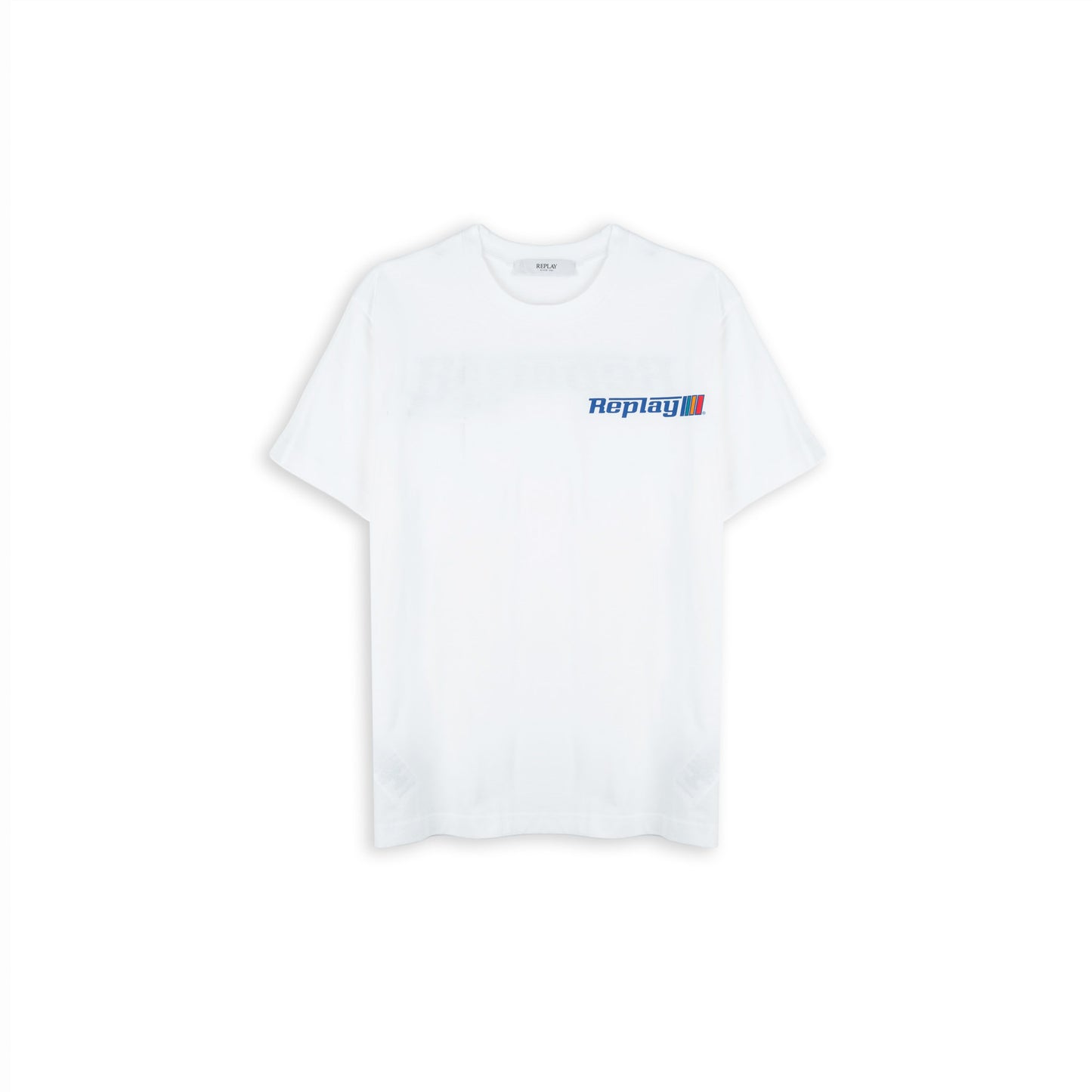 T-Shirt Homem Replay Branca com Logótipo Frontal e Estampa Posterior Racing Team