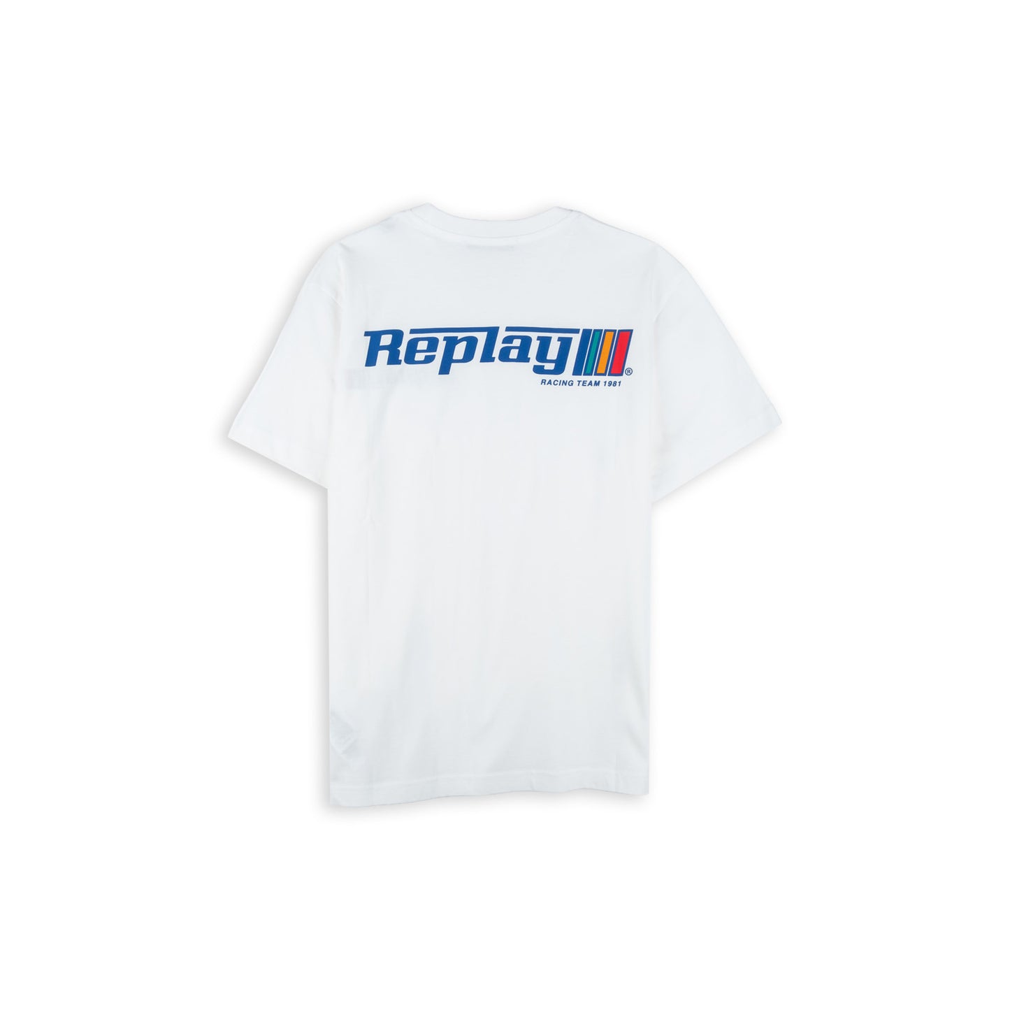 T-Shirt Homem Replay Branca com Logótipo Frontal e Estampa Posterior Racing Team
