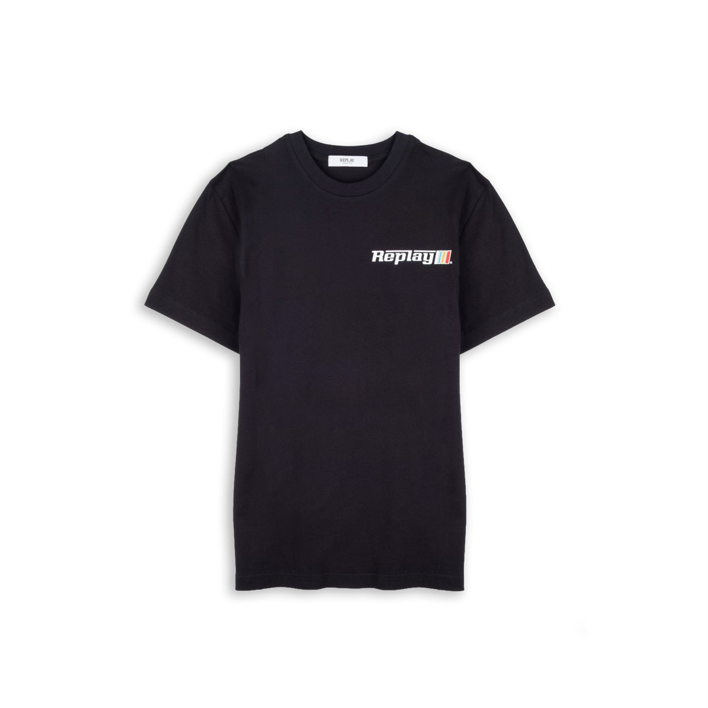 T-Shirt Homem Replay Preta com Logótipo Frontal e Estampa Posterior Racing Team
