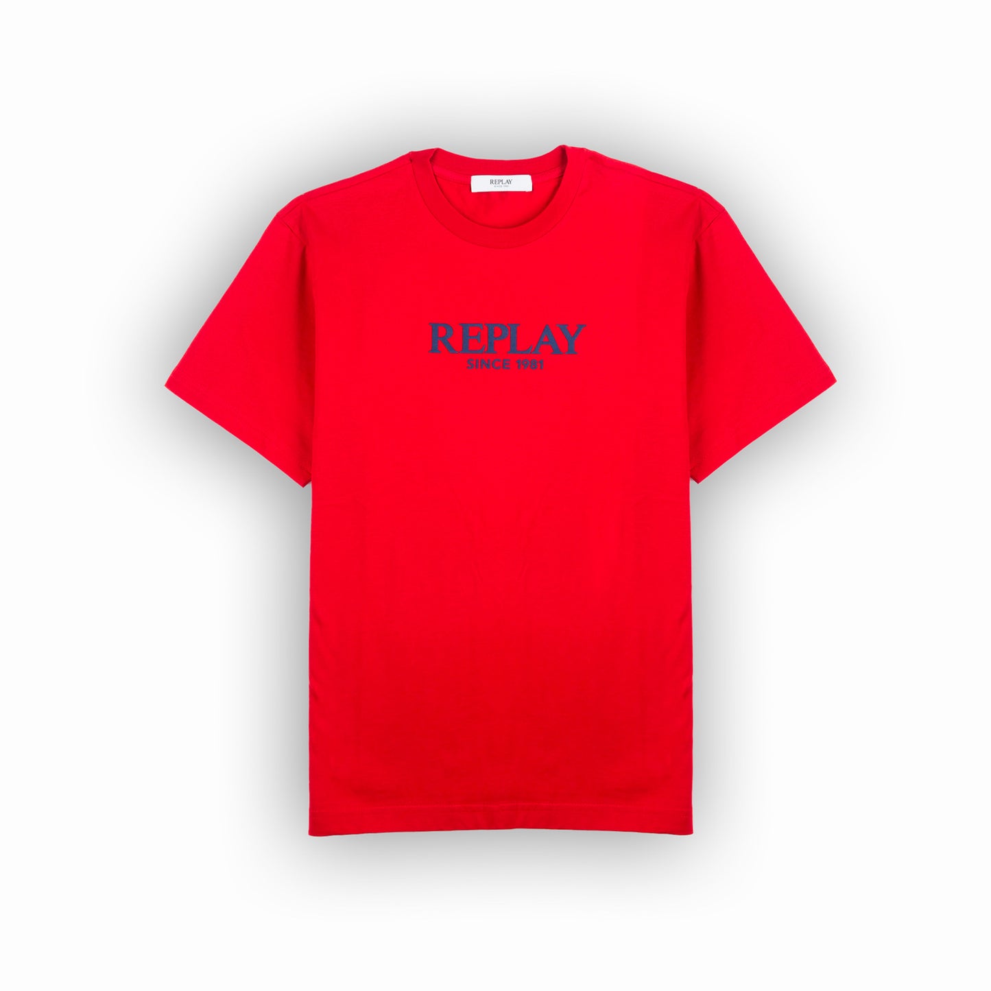 T-shirt Homem Replay Vermelho com Logo Frontal em Contraste em Algodão