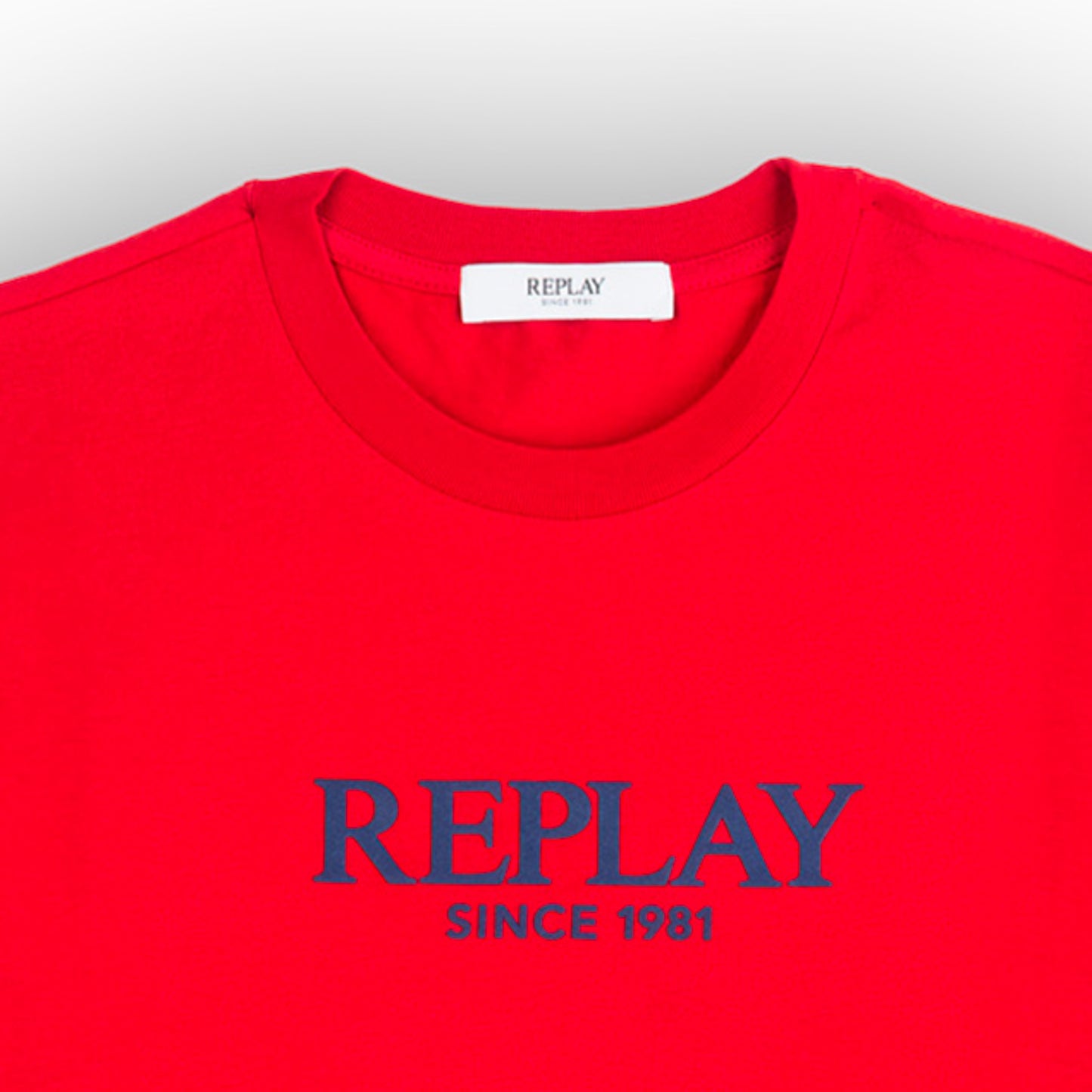 T-shirt Homem Replay Vermelho com Logo Frontal em Contraste em Algodão