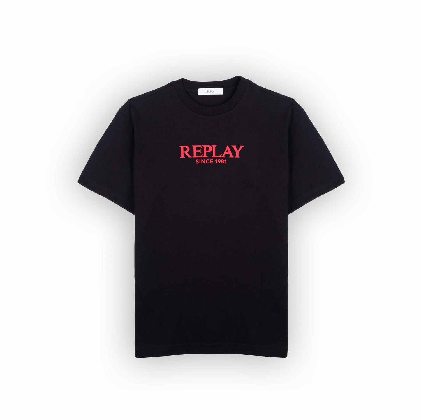 T-shirt Homem Replay Preta com Logo Frontal Minimalista