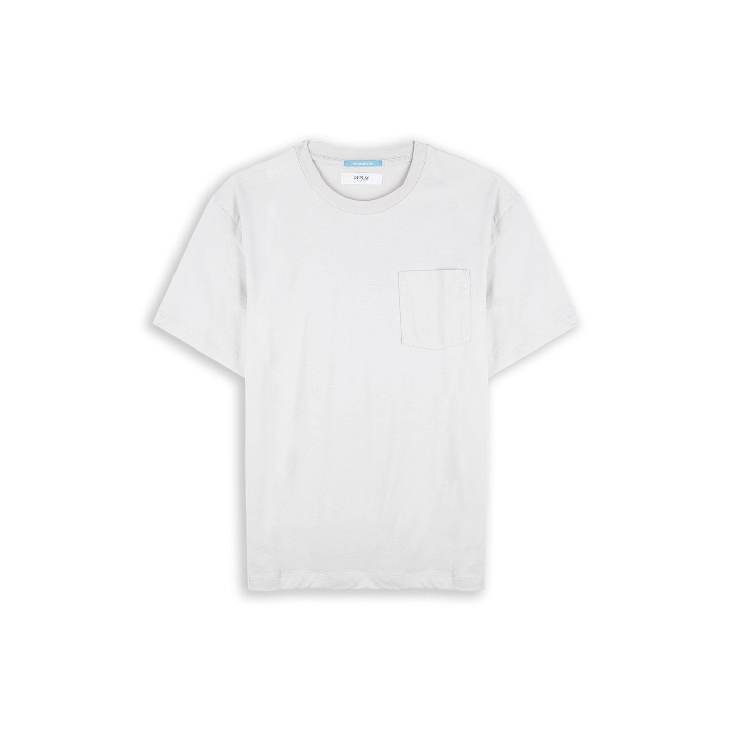 T-Shirt Homem Replay Branca com Bolso no Peito e Estampado Posterior Koi Vermelho