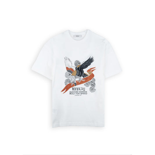 T-Shirt Homem Replay Branca com Grafismo de Águia