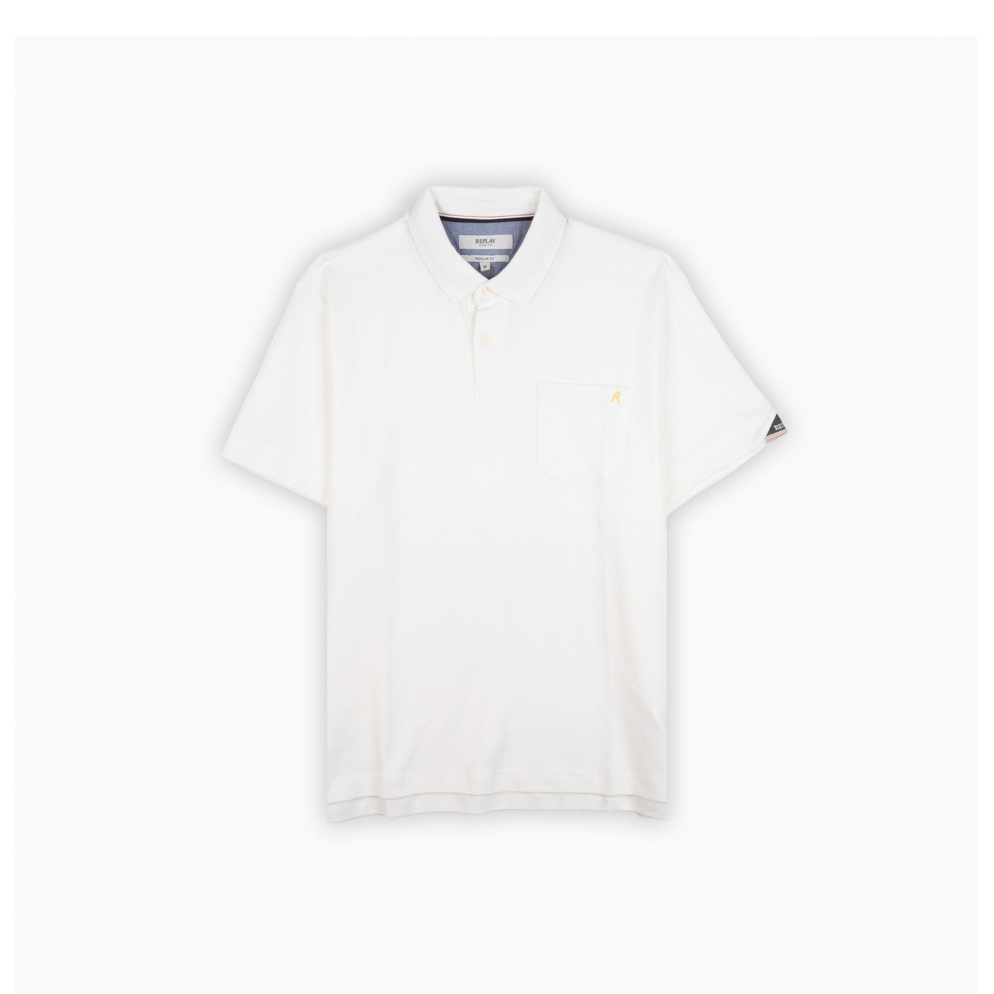 Polo Homem Replay Branco com Logótipo Bordado