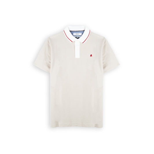 Polo Homem Replay Bege com Gola às Riscas