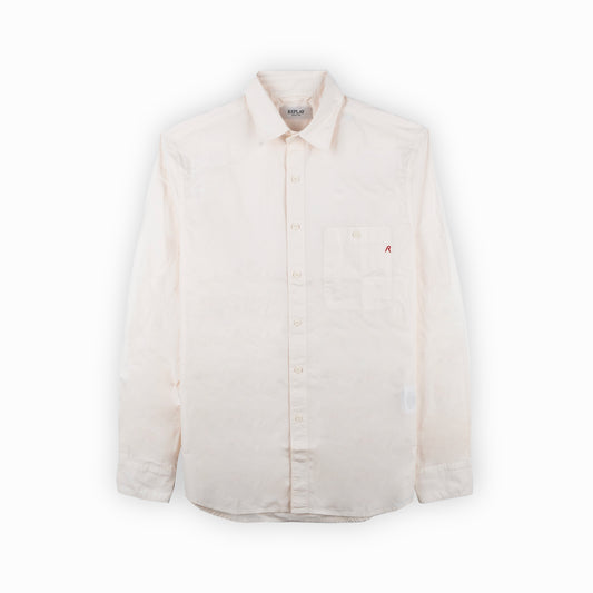 Camisa Homem Replay Branca com Bolso Frontal