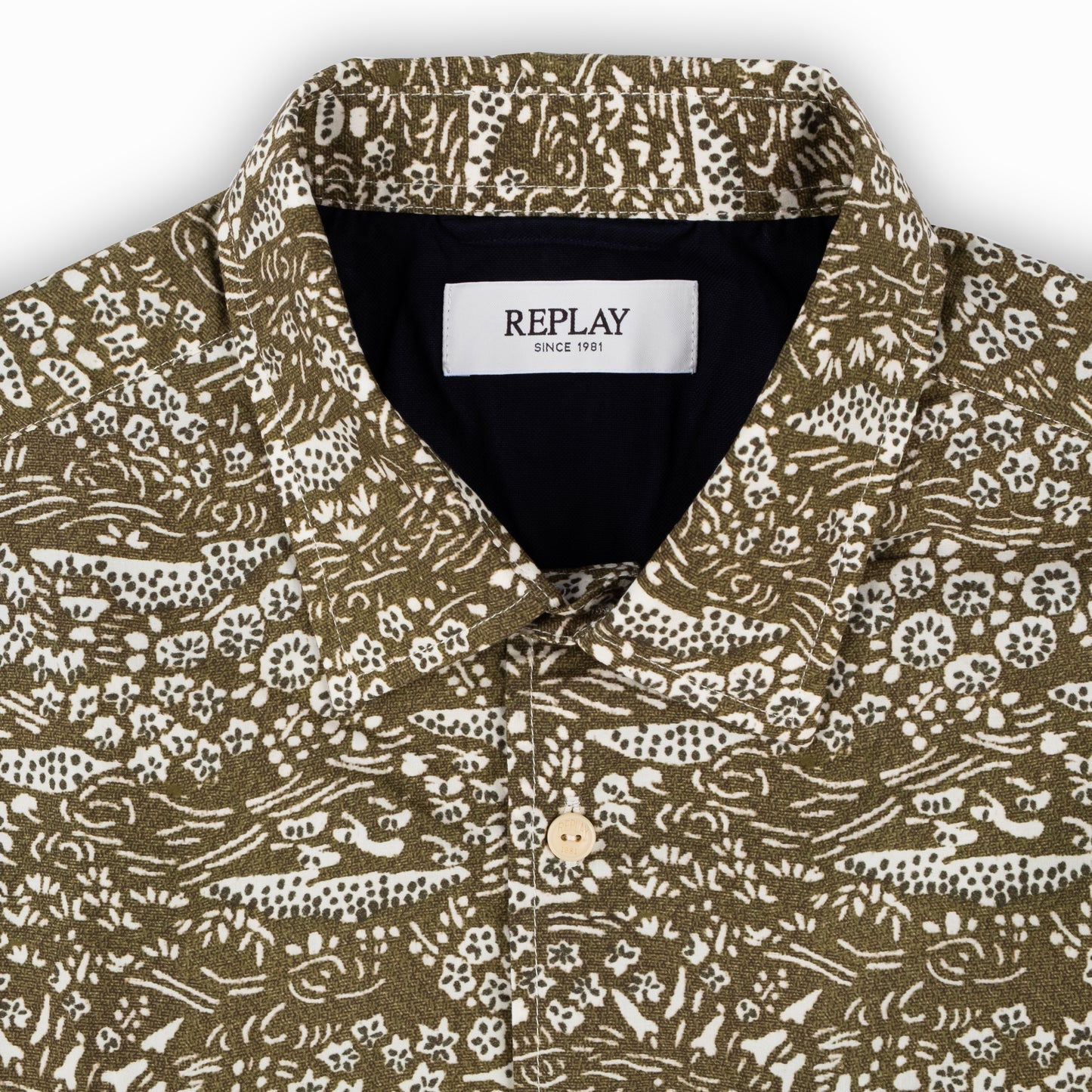 Camisa Homem Replay Verde Estampada