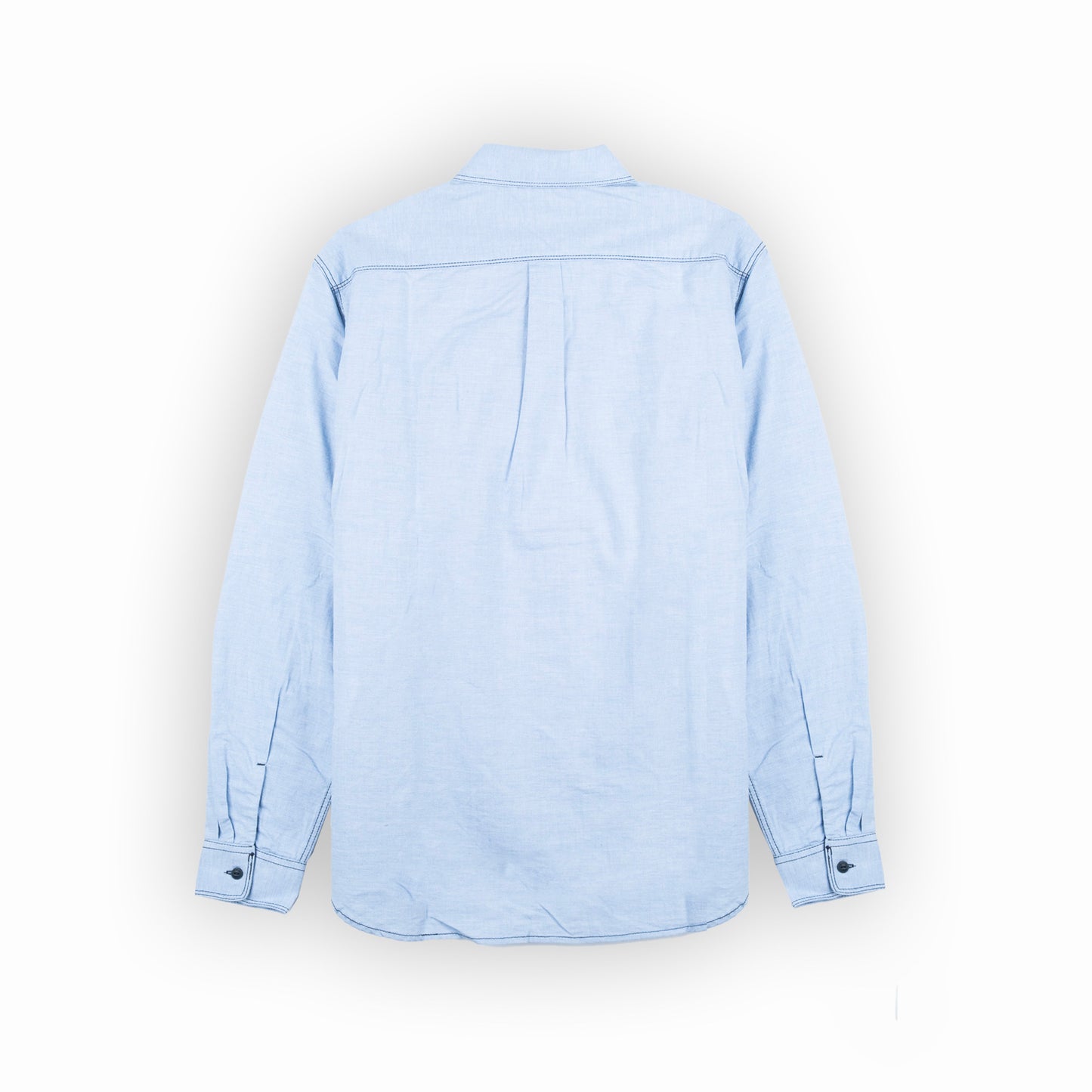 Camisa Homem Replay Azul Claro Denim com Bolsos Frontais e Manga Comprida