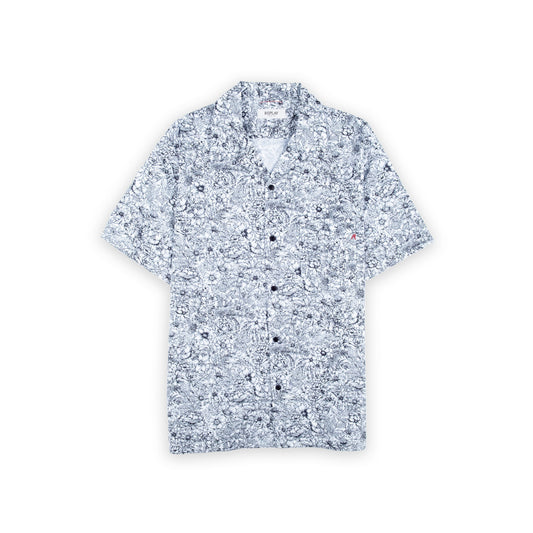 Camisa Homem Replay Branca com Padrão Floral