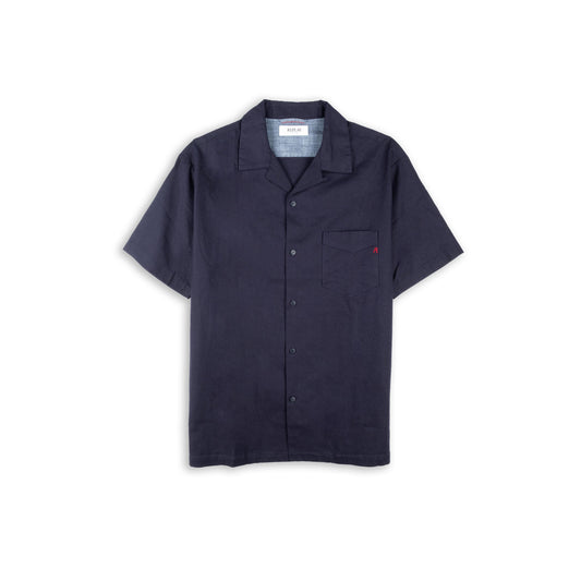 Camisa Homem Replay Azul Marinho com Bolso no Peito e Manga Curta