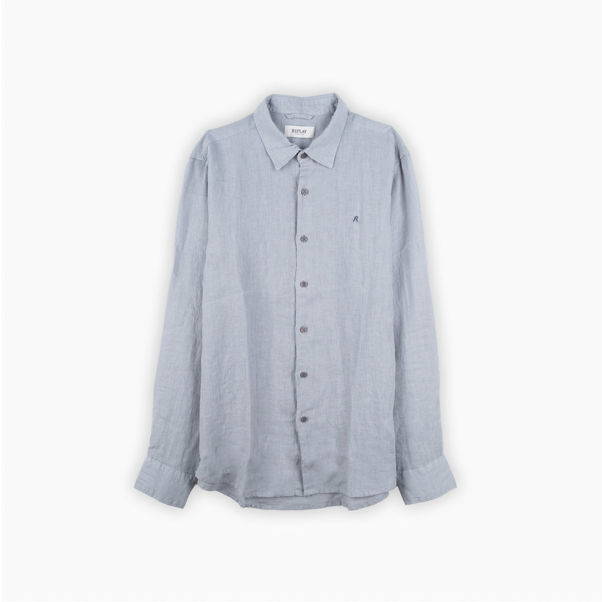 Camisa Homem Replay Azul-Clara de Manga Comprida