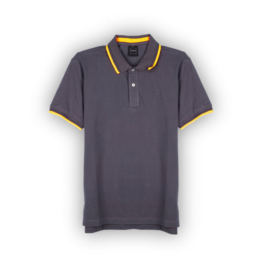 masculino Polo Geox cinza com detalhes amarelos
