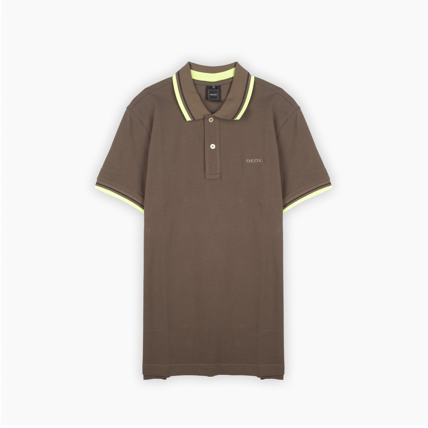 Polo Homem Geox Castanho com Riscas Verde-Lima