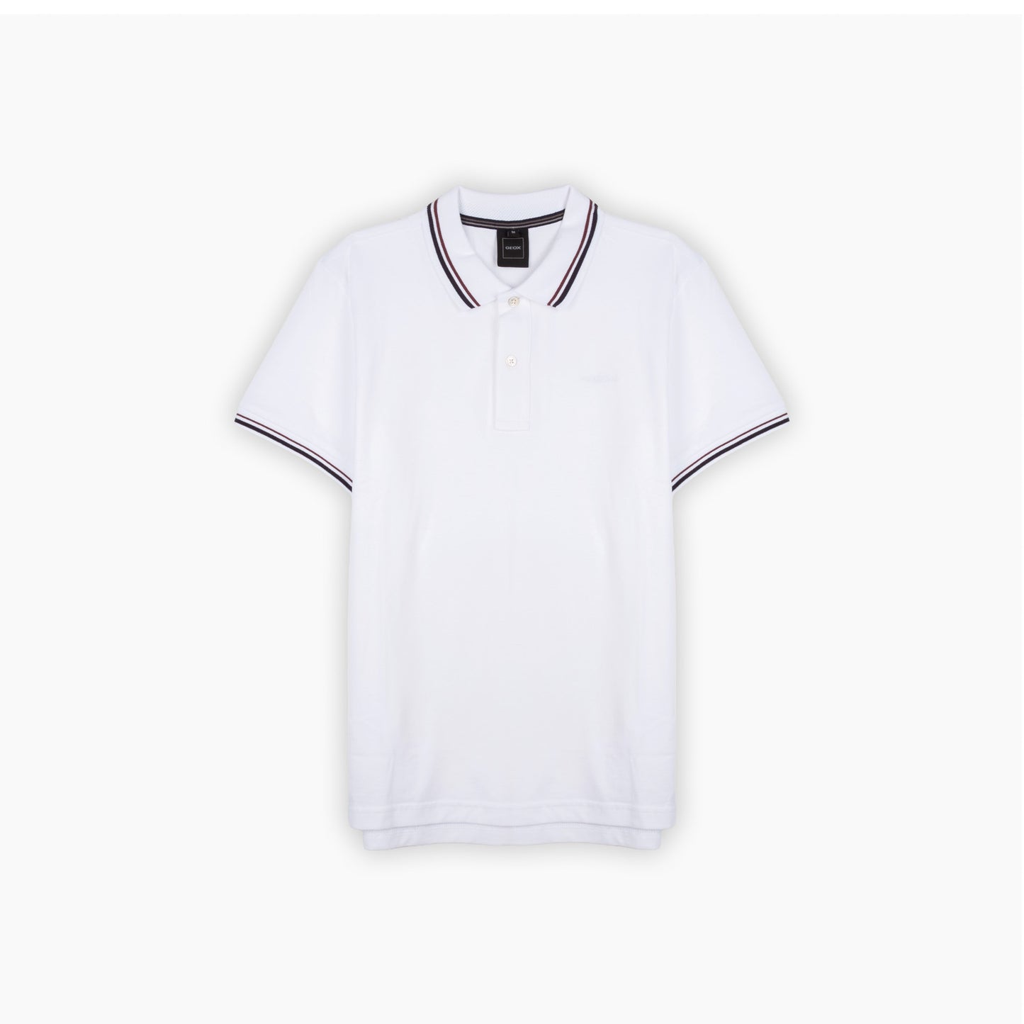 Polo Homem Geox Branco com Riscas Contrastantes
