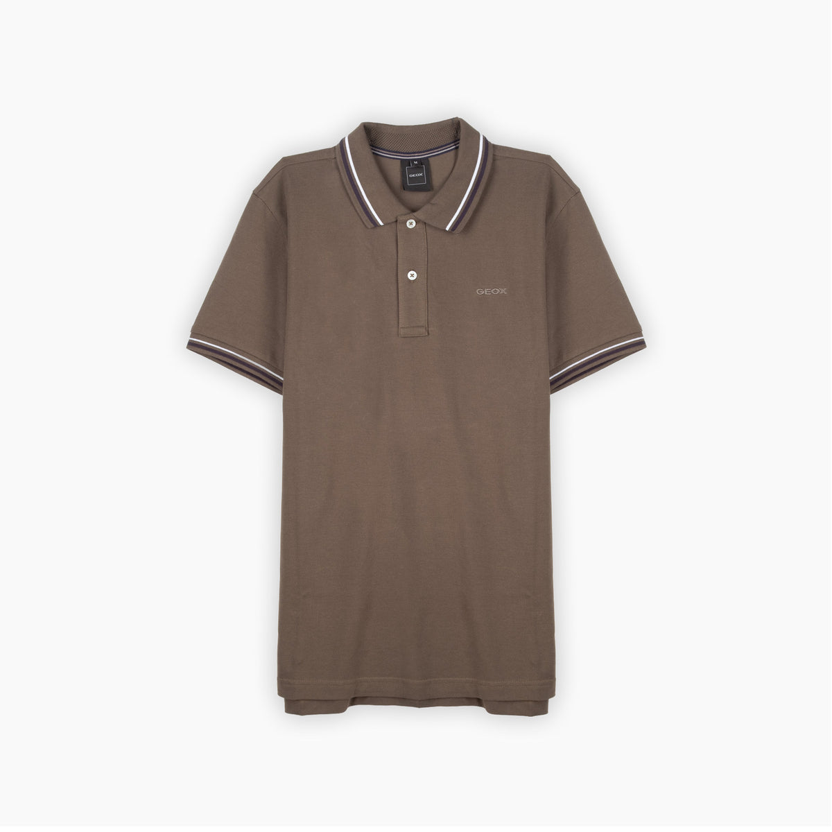 Polo Homem Geox Castanho com Riscas Contrastantes
