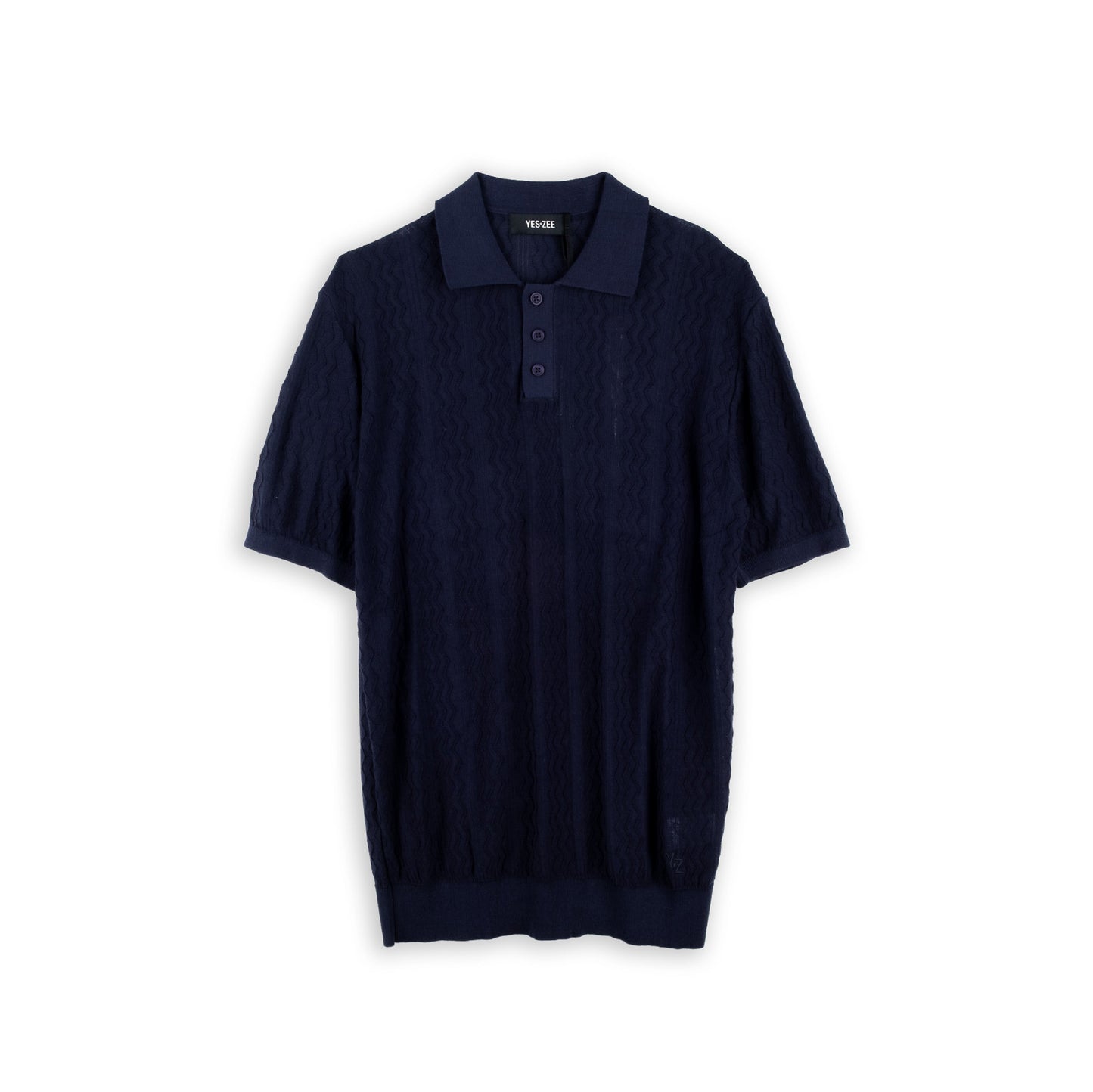 Polo Homem Yes Zee Azul-Escuro com Textura Ondulada