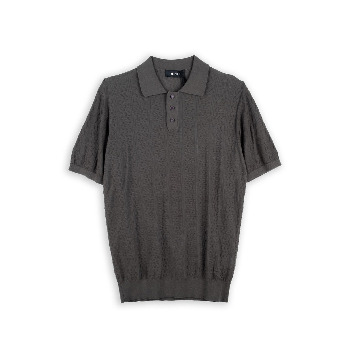 Polo Homem Yes Zee Cinzento com Textura Ondulada