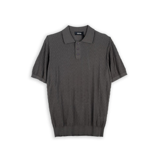 Polo Homem Yes Zee Cinzento com Textura Ondulada