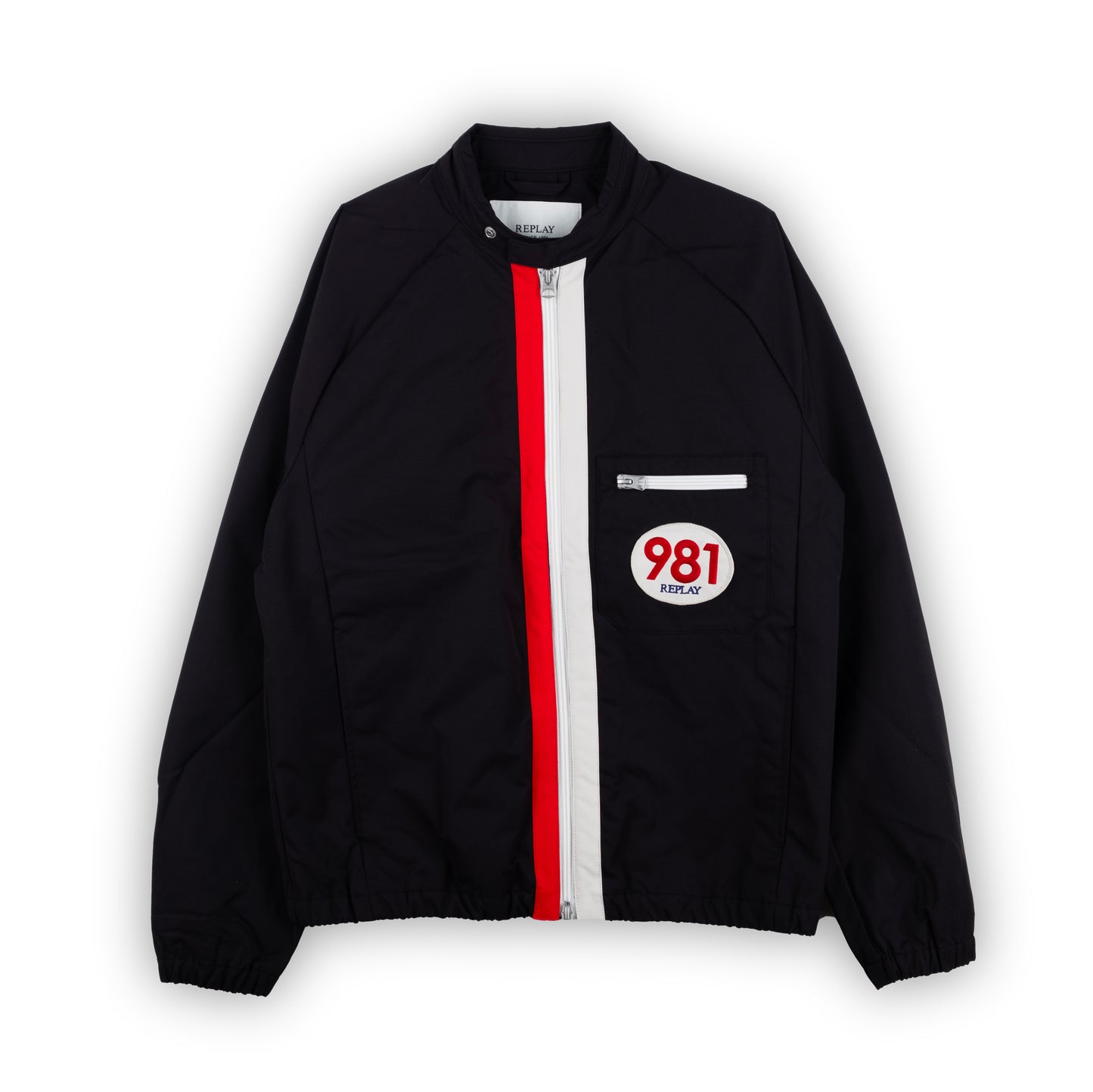 Casaco Homem Replay Preto com Fecho Frontal Contrastante e Patch Logo