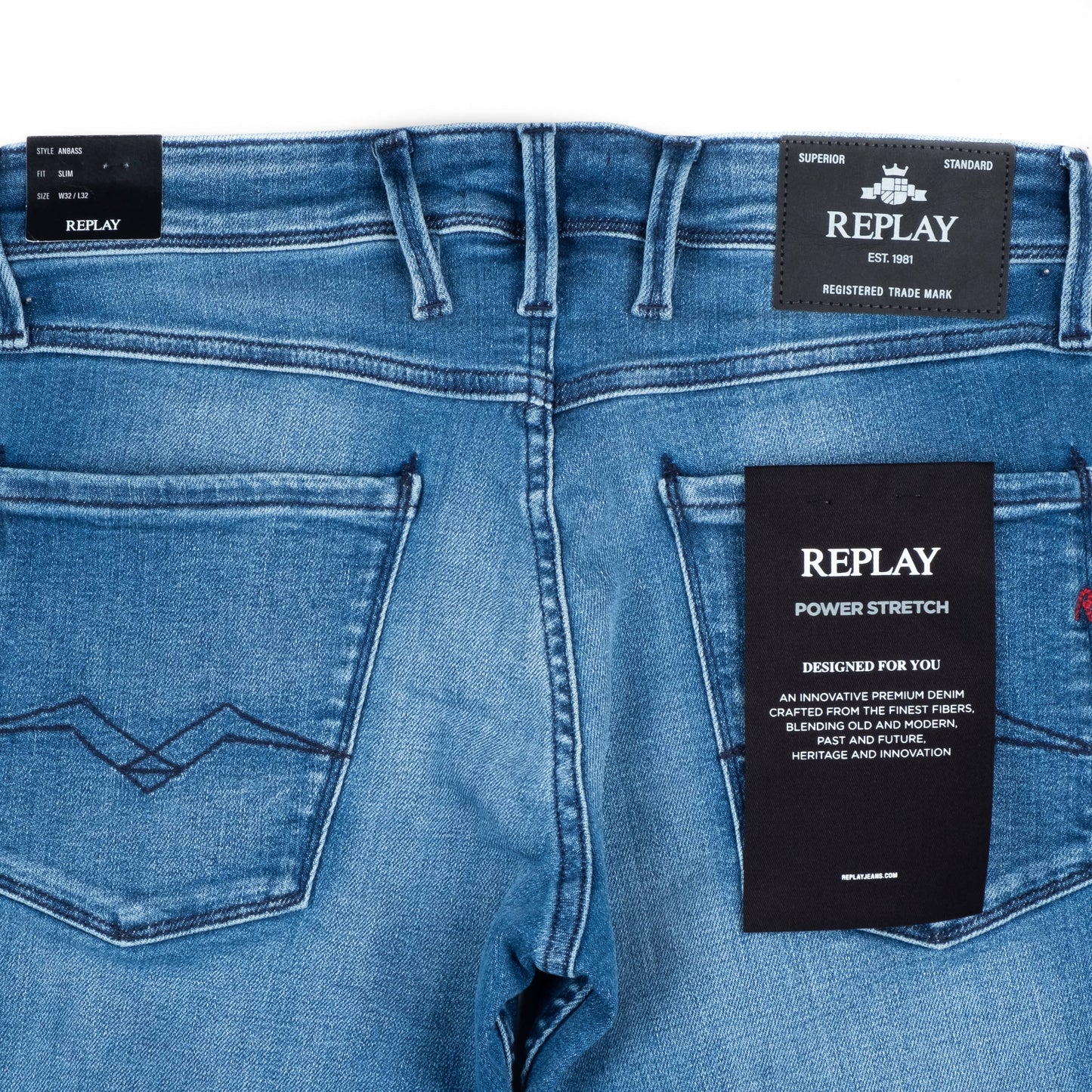 Calças Jeans Homem Replay Azul Médio