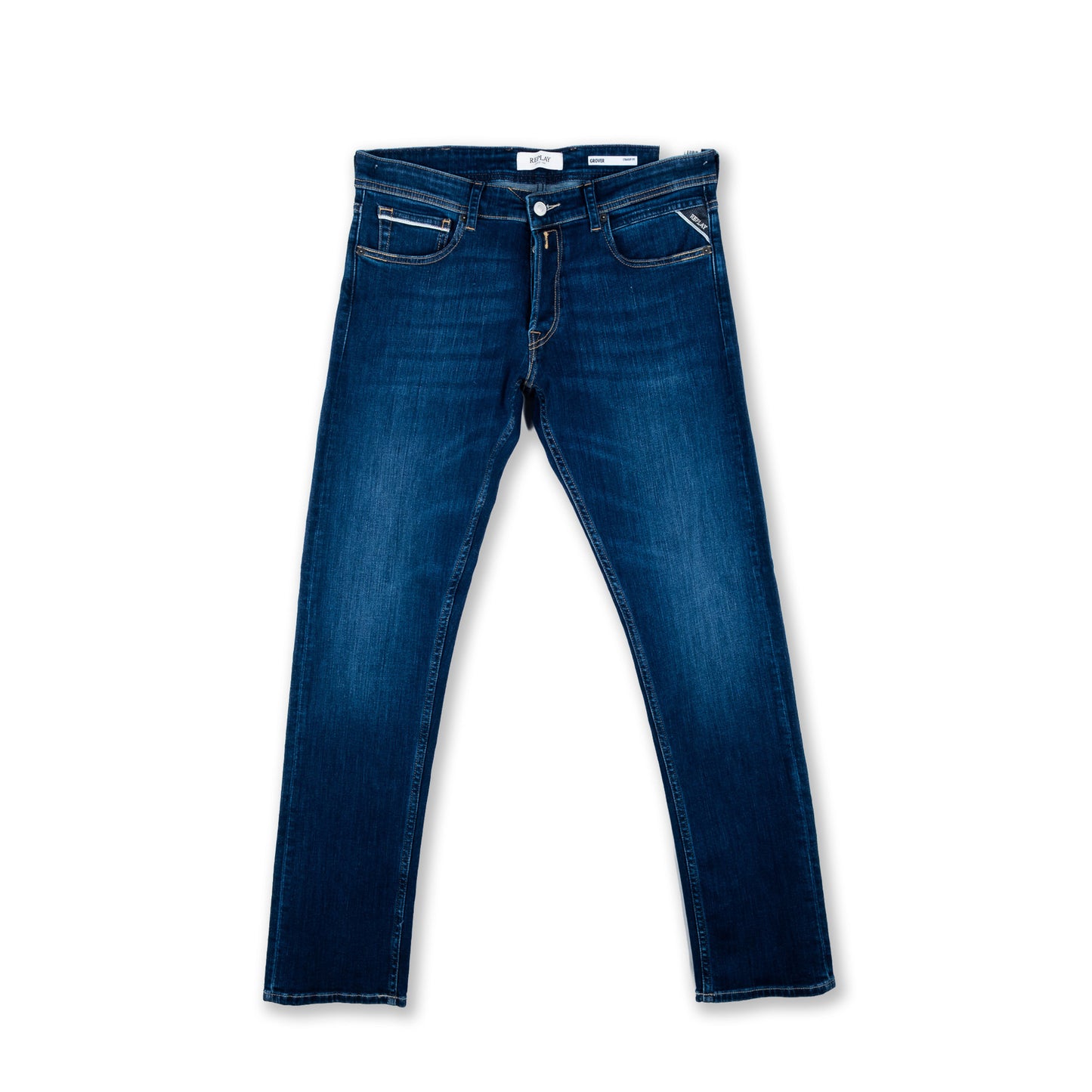 Calças de Ganga Homem Replay Azuis com Lavagem Desbotada